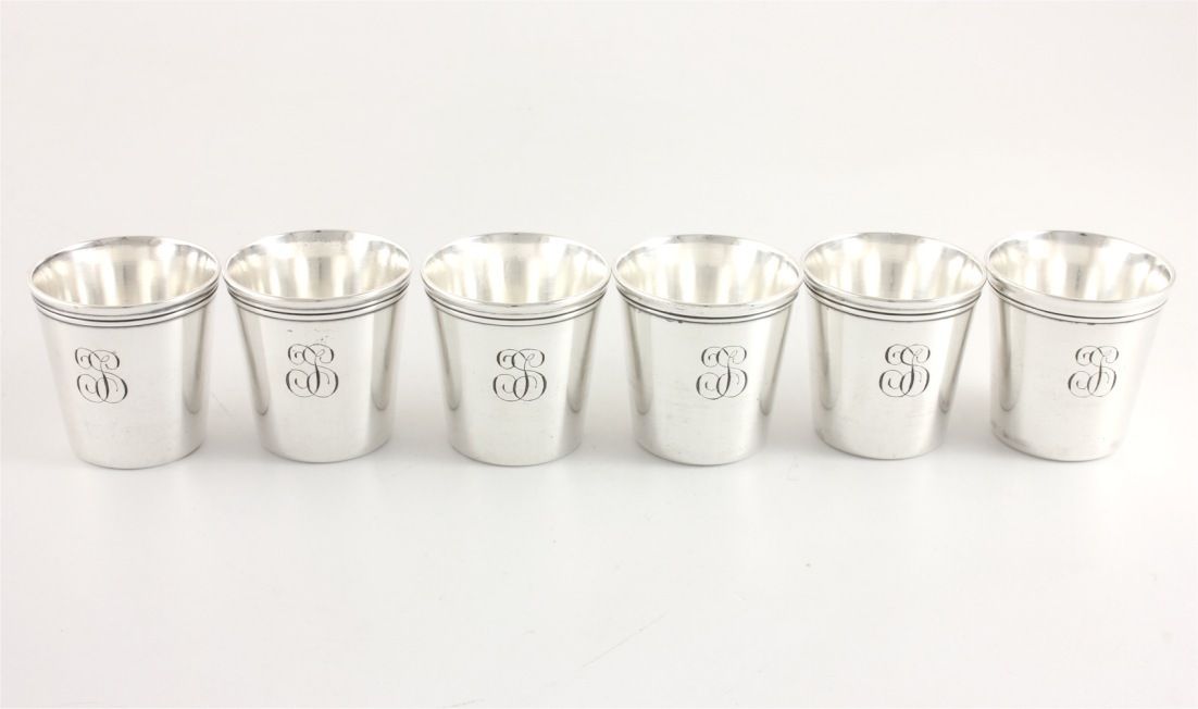 Christofle Silver Plated Vodka Shot Cups. Set Of 6 French Small Glasses. photo 430.0