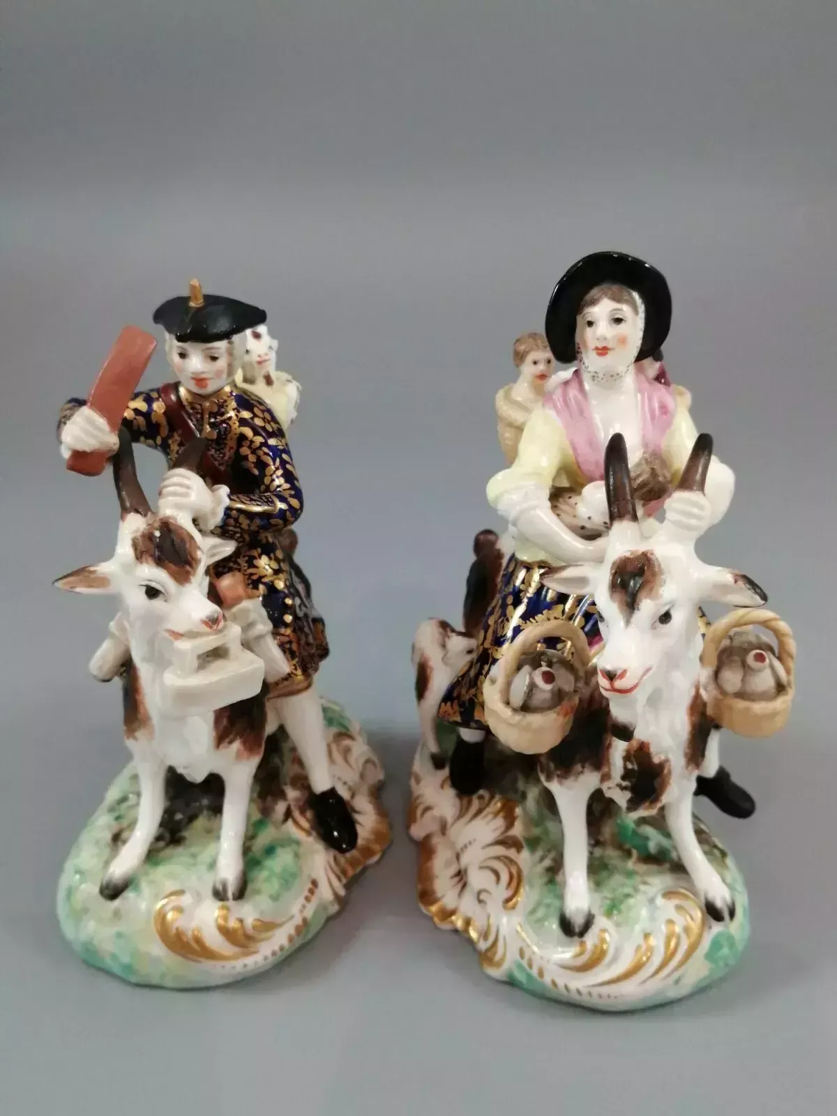 Derby Figurines Of The Welch Tailor And His Wife, C.1820 photo furniture