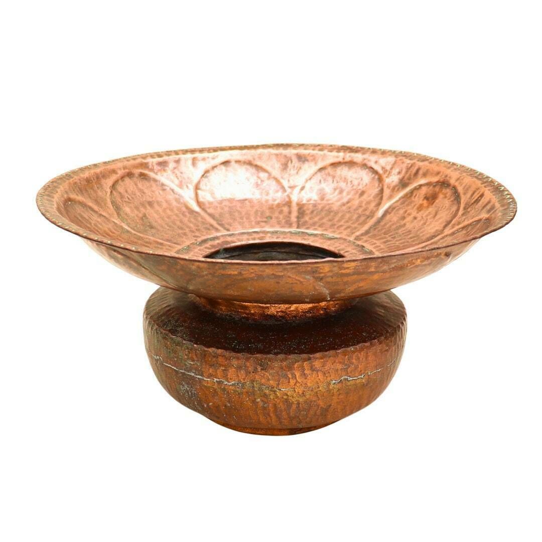 Antique Arts And Crafts Hand Hammered Copper Jardiniere Planter, Copper Jardiniere, Antique Spitoon