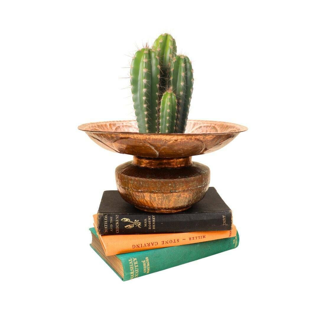 Antique Arts And Crafts Hand Hammered Copper Jardiniere Planter, Copper Jardiniere, Antique Spitoon photo buy
