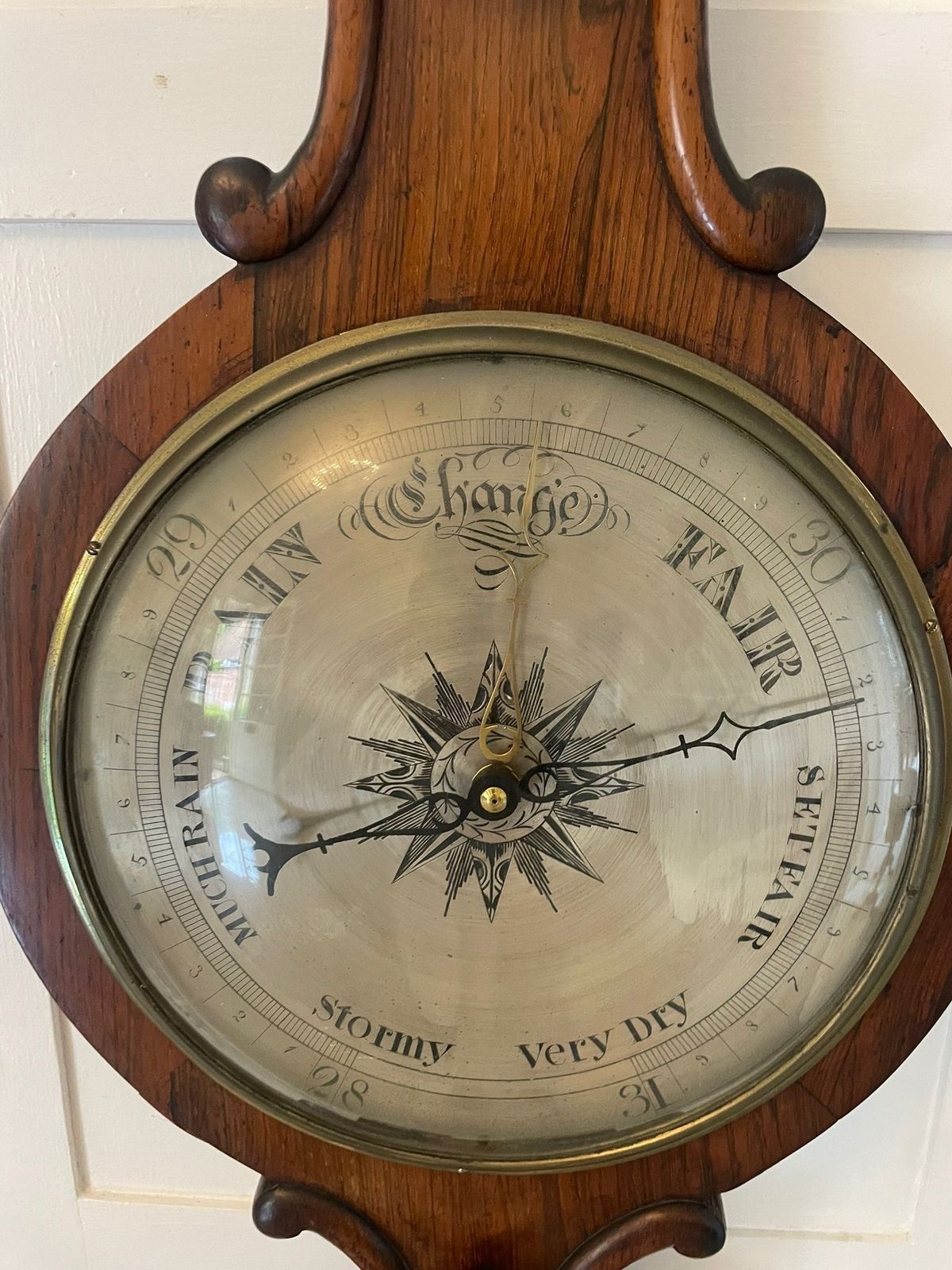 Large Antique 19th Century Quality Rosewood Banjo Barometer photo 1285.0