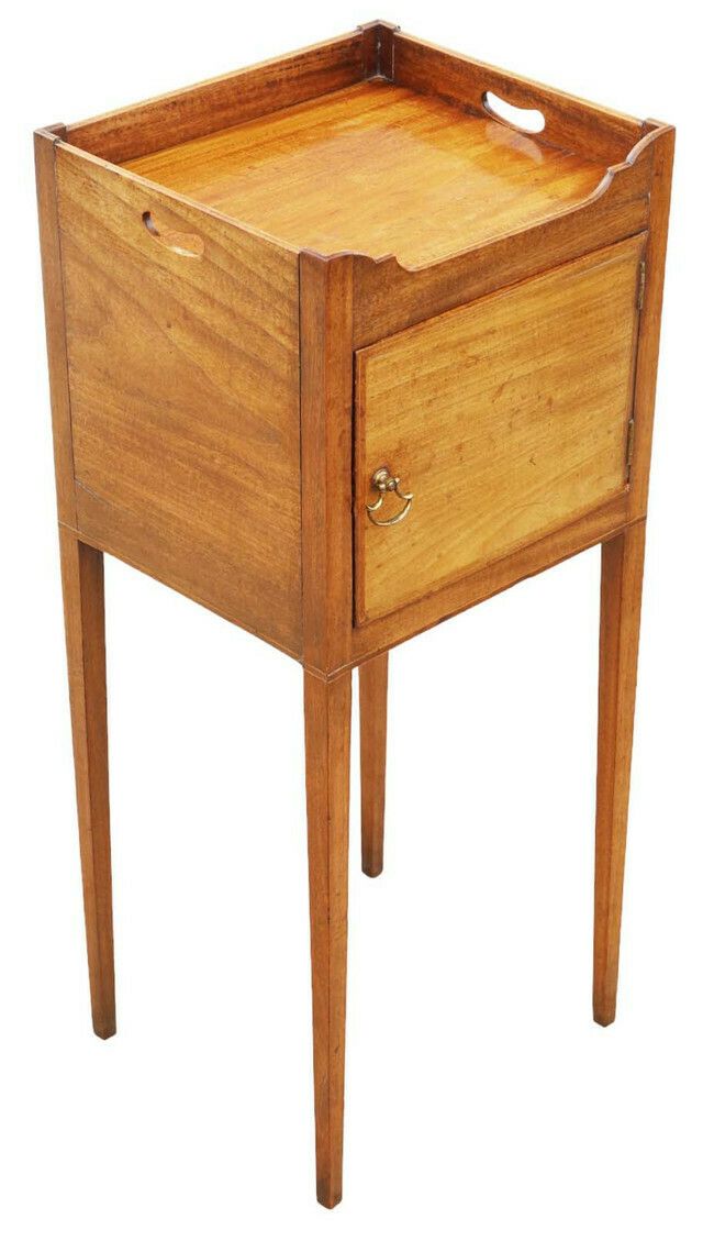 High Quality Antique Georgian Mahogany Tray Top Nightstand Washstand   Elegant 19th Century Bedside Table photo furniture