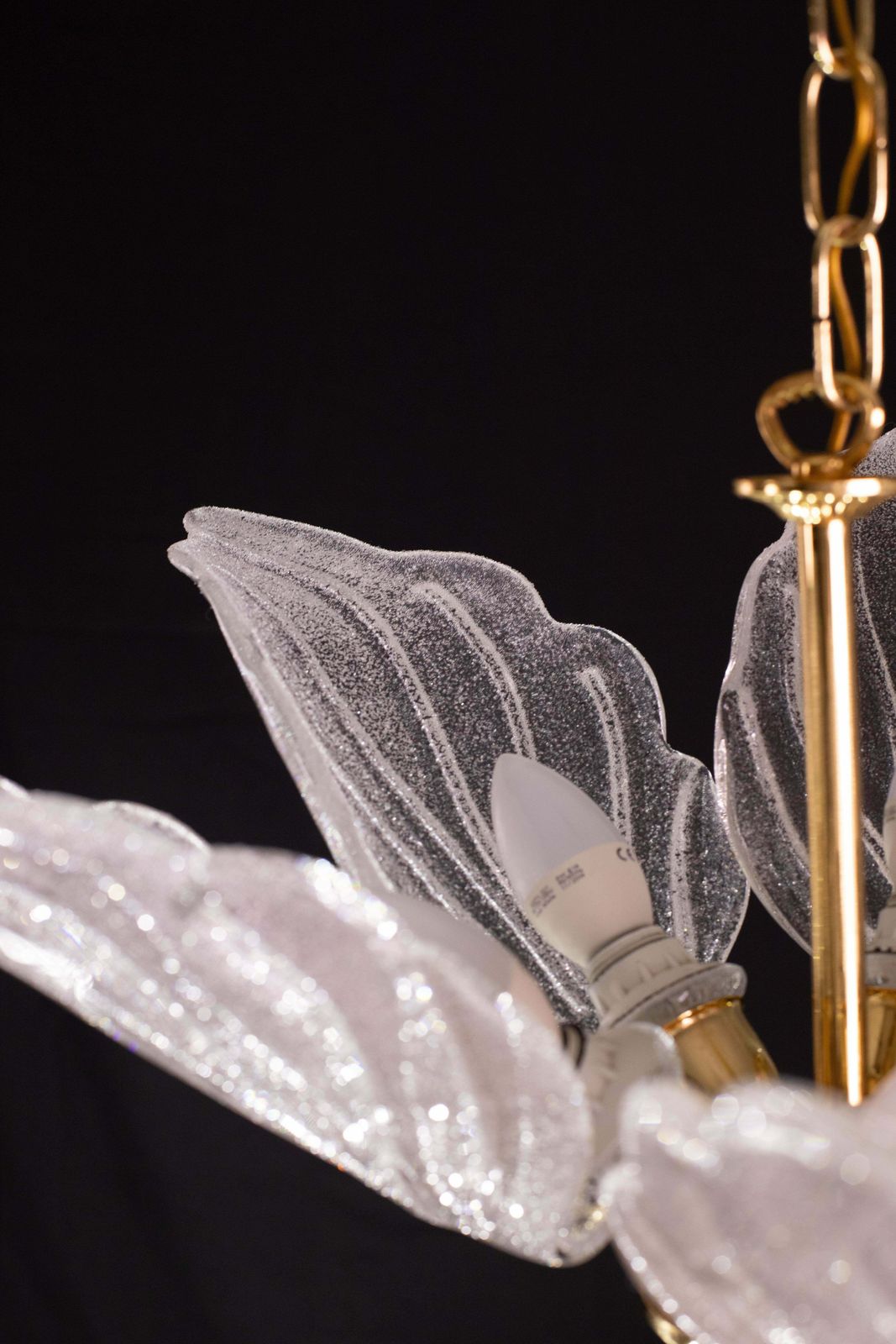 photo furniture Elegant Murano Chandelier With 5 Leaves In Grit