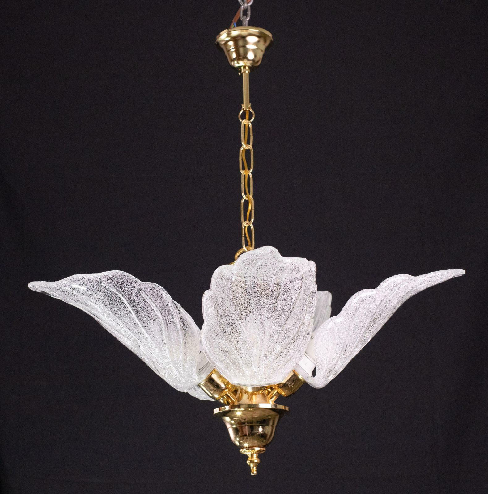 Lighting Elegant Murano Chandelier With 5 Leaves In Grit photo