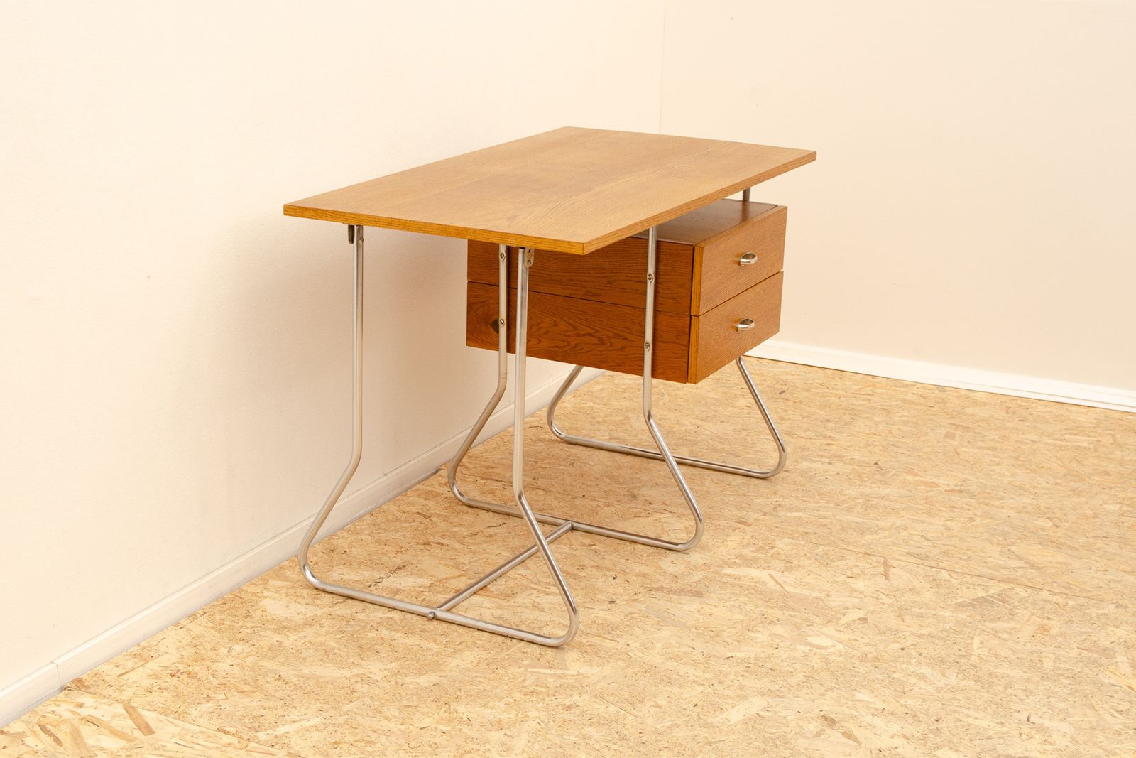 Czechoslovak Modernist Chrome And Wood Writing Desk, 1950´S, Europe photo 1569.0
