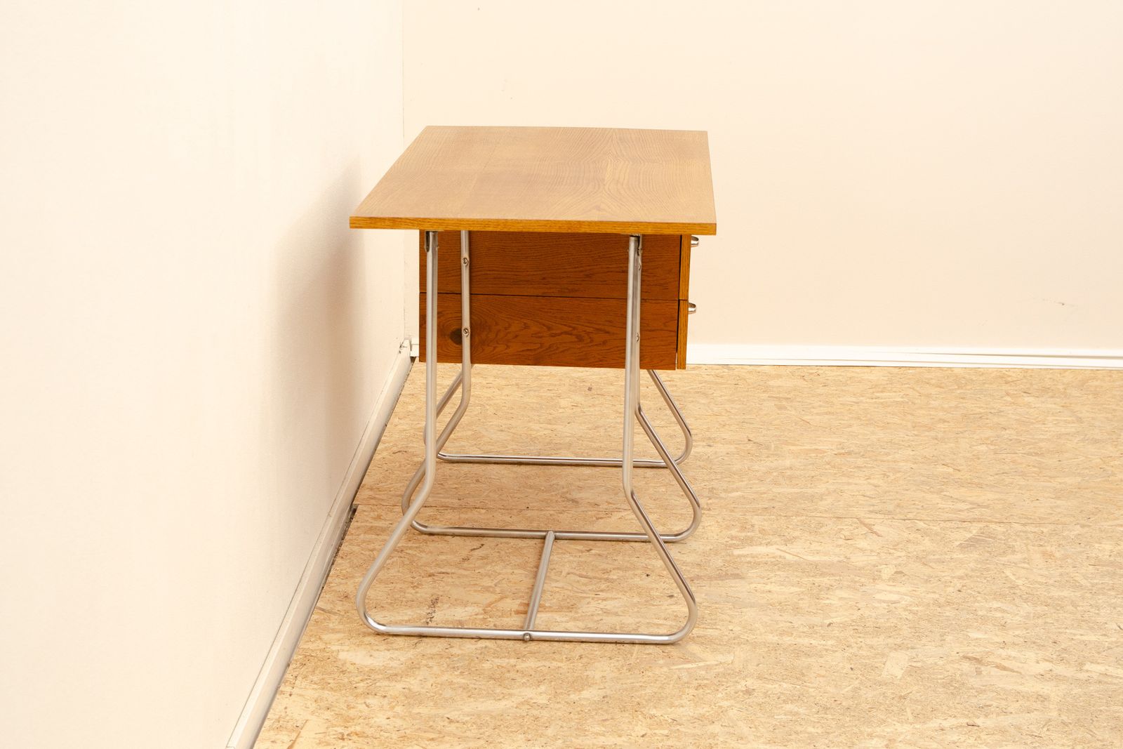 Czechoslovak Modernist Chrome And Wood Writing Desk, 1950´S, Europe photo buy