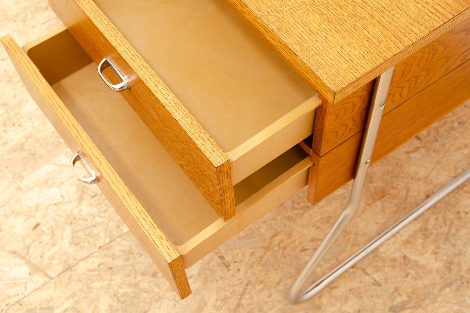 1569.0 Czechoslovak Modernist Chrome And Wood Writing Desk, 1950´S, Europe photo
