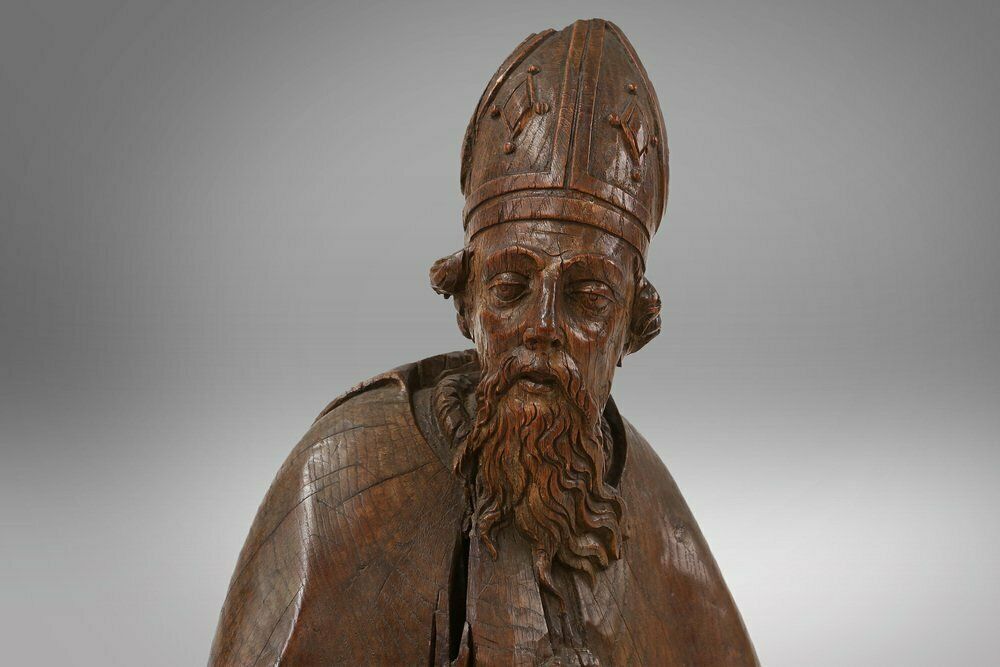 French Artist, Statue Of Saint Eligius, 1550, Wood photo for sale