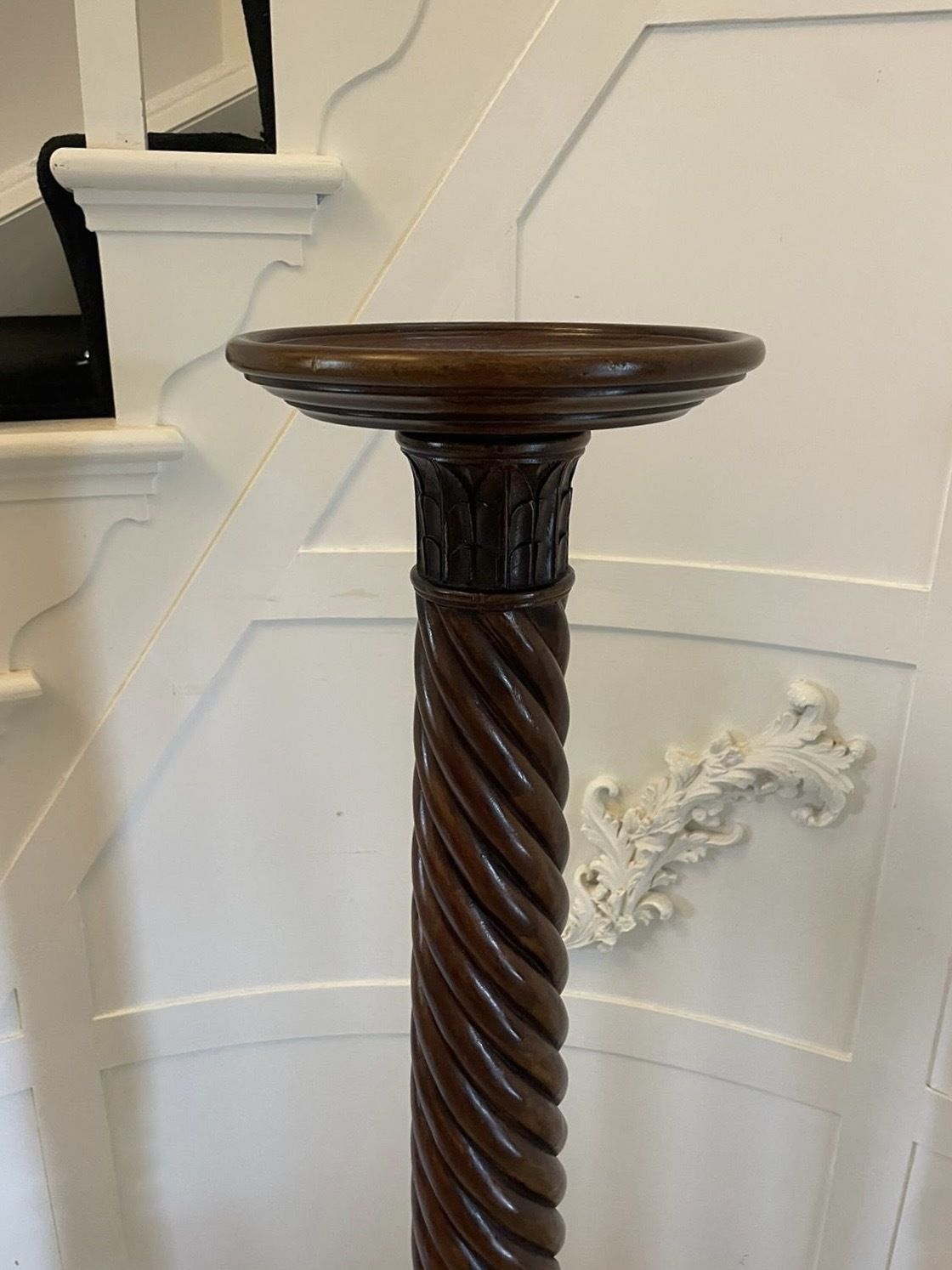 Antique Carved Mahogany Torchere photo Garden Decor