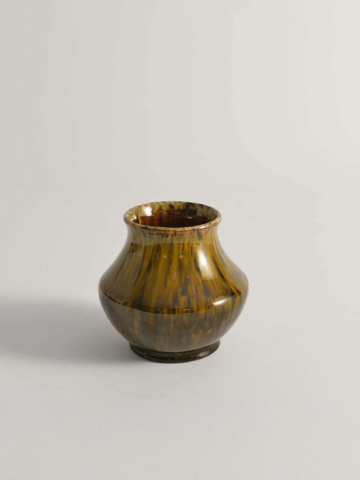 Scandinavian Modern Black And Olive Glazed Ceramic Vase Nittsjö Keramik, 1960s photo for sale