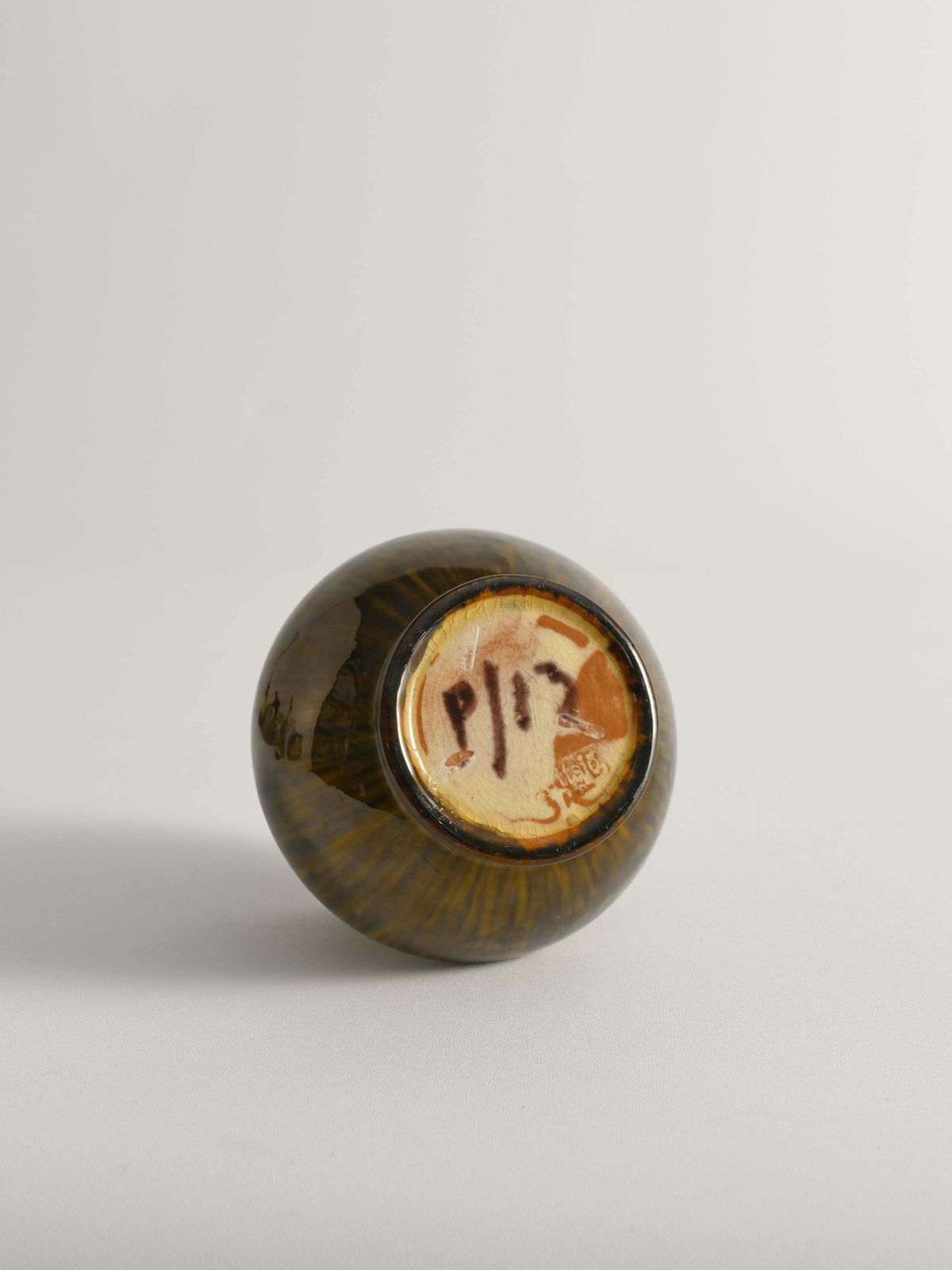 Scandinavian Modern Black And Olive Glazed Ceramic Vase Nittsjö Keramik, 1960s photo buy