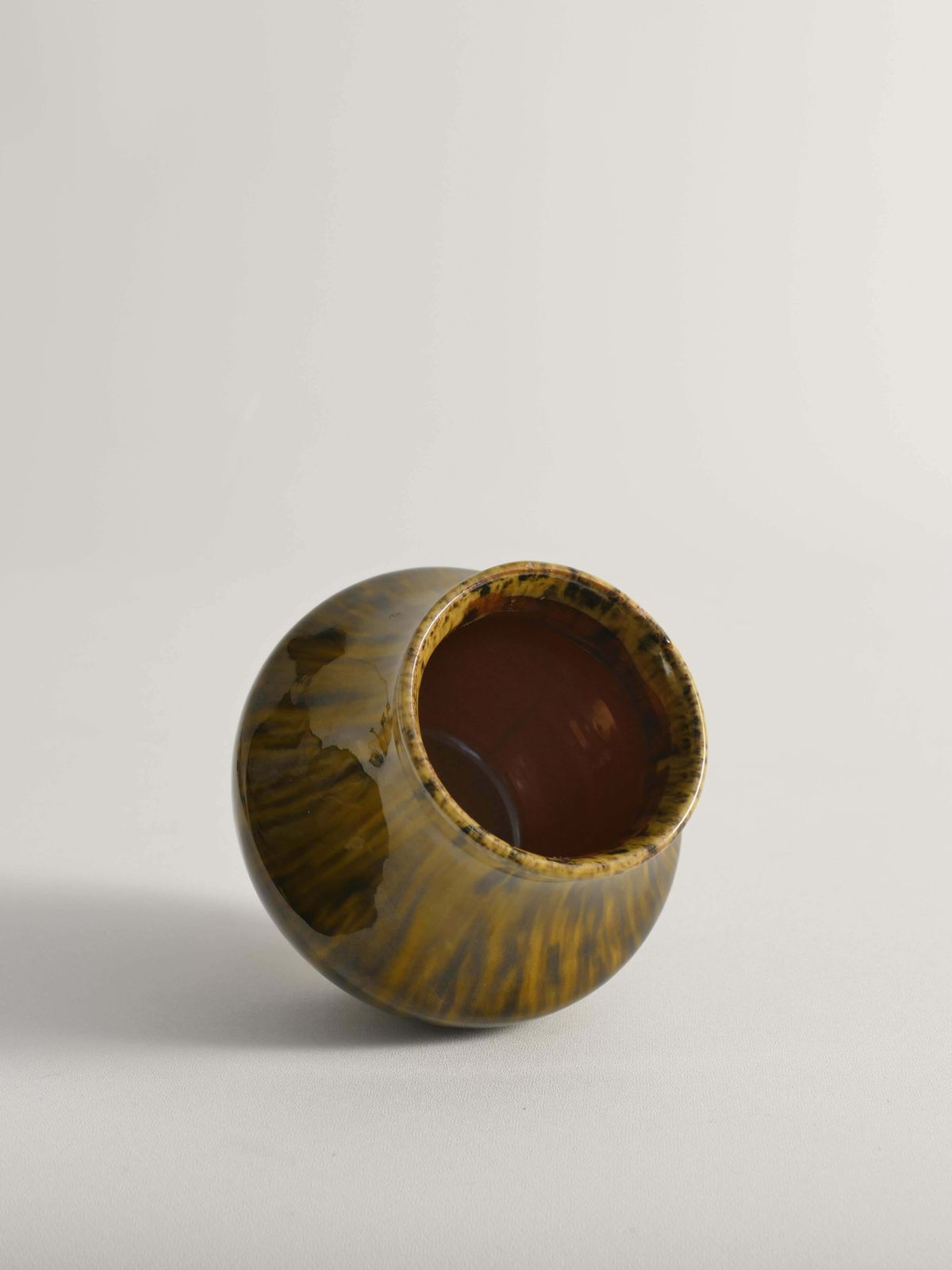 photo for sale Scandinavian Modern Black And Olive Glazed Ceramic Vase Nittsjö Keramik, 1960s