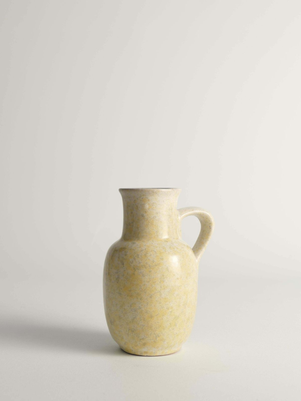 Mid Century Modern Grey & Yellow Stoneware Vase With Handle By Strehla, Germany photo for sale