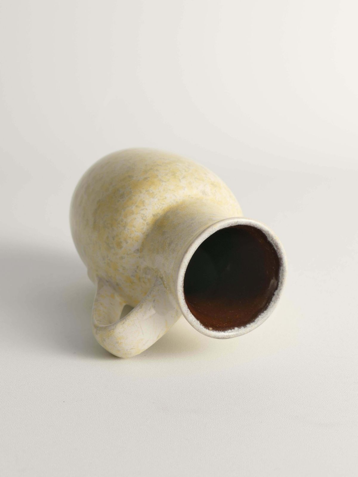 photo furniture Mid Century Modern Grey & Yellow Stoneware Vase With Handle By Strehla, Germany