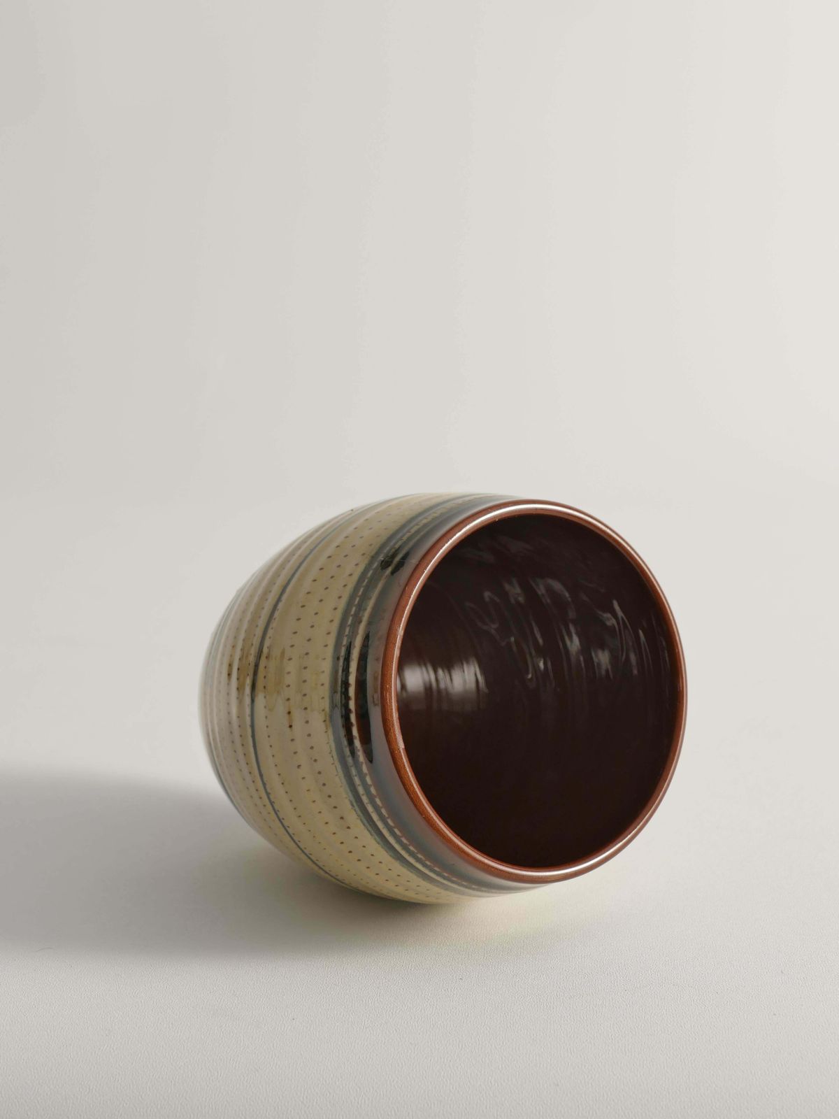 Hand Painted Earthenware Vase With Creme And Black Graphic Decor, Sweden photo vinterior