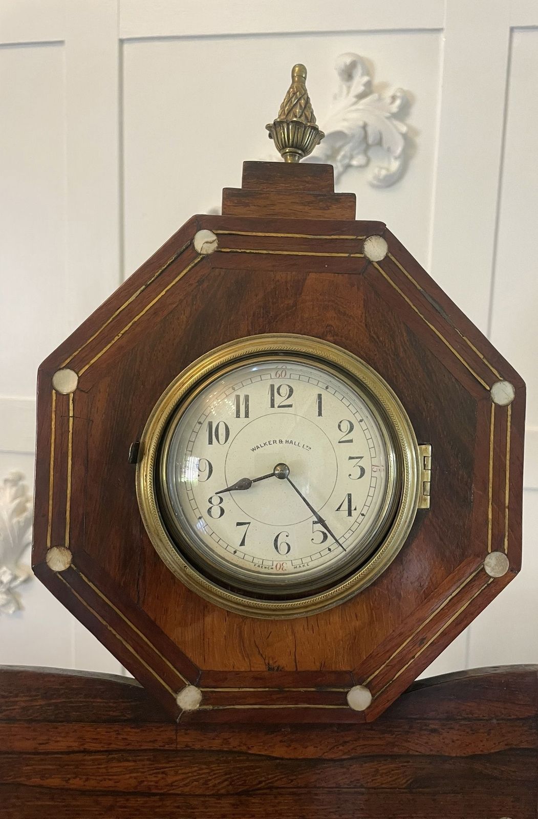 Antique Rosewood Inlaid Mantle Clock By Walker And Hall photo furniture