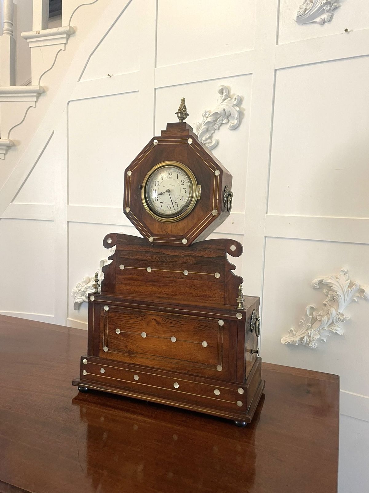 Antique Rosewood Inlaid Mantle Clock By Walker And Hall photo buy
