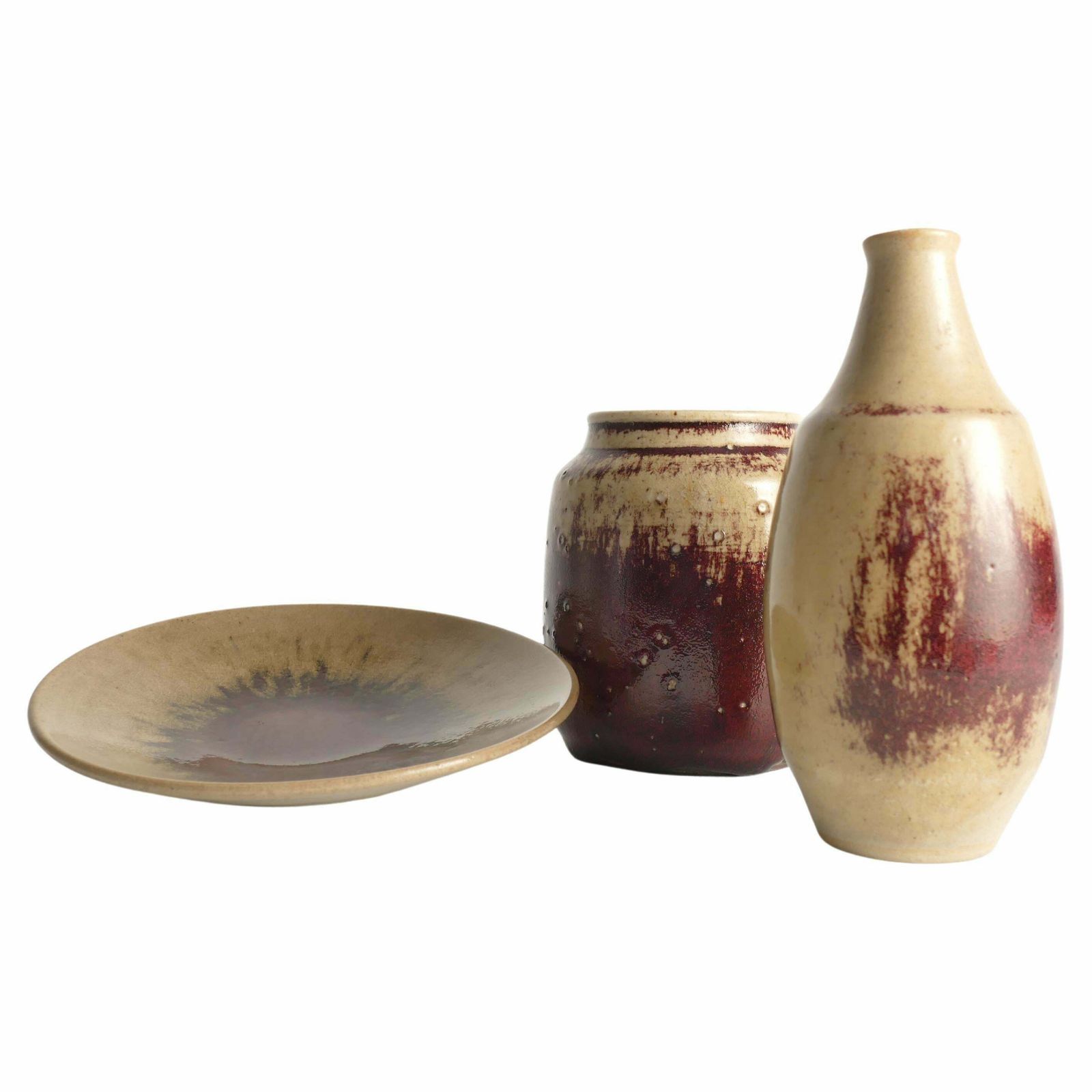 Unique Oxblood Glazed Stoneware Pieces, By Henning Nilsson, Set Of 3 photo furniture