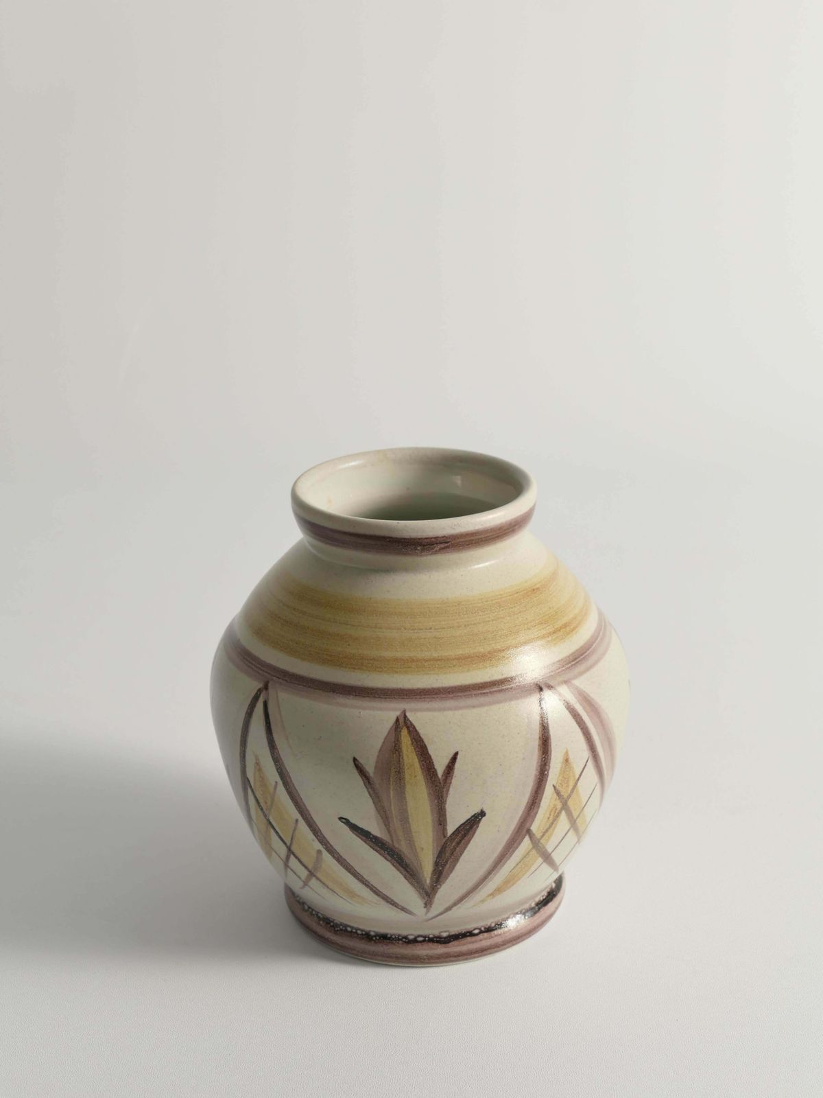 Swedish Folk Art Bulb Vase With Floral Motif By Maggie Wibom For Bo Fajans, 1930 photo for sale