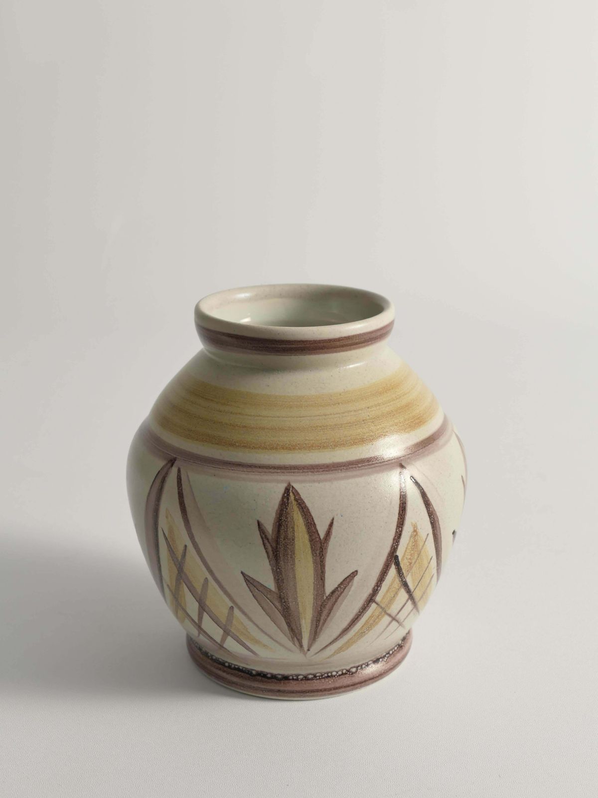 Swedish Folk Art Bulb Vase With Floral Motif By Maggie Wibom For Bo Fajans, 1930 photo vinterior