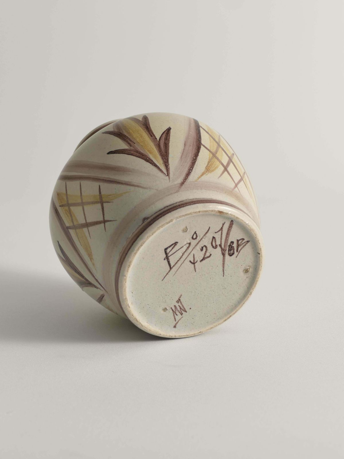 photo furniture Swedish Folk Art Bulb Vase With Floral Motif By Maggie Wibom For Bo Fajans, 1930