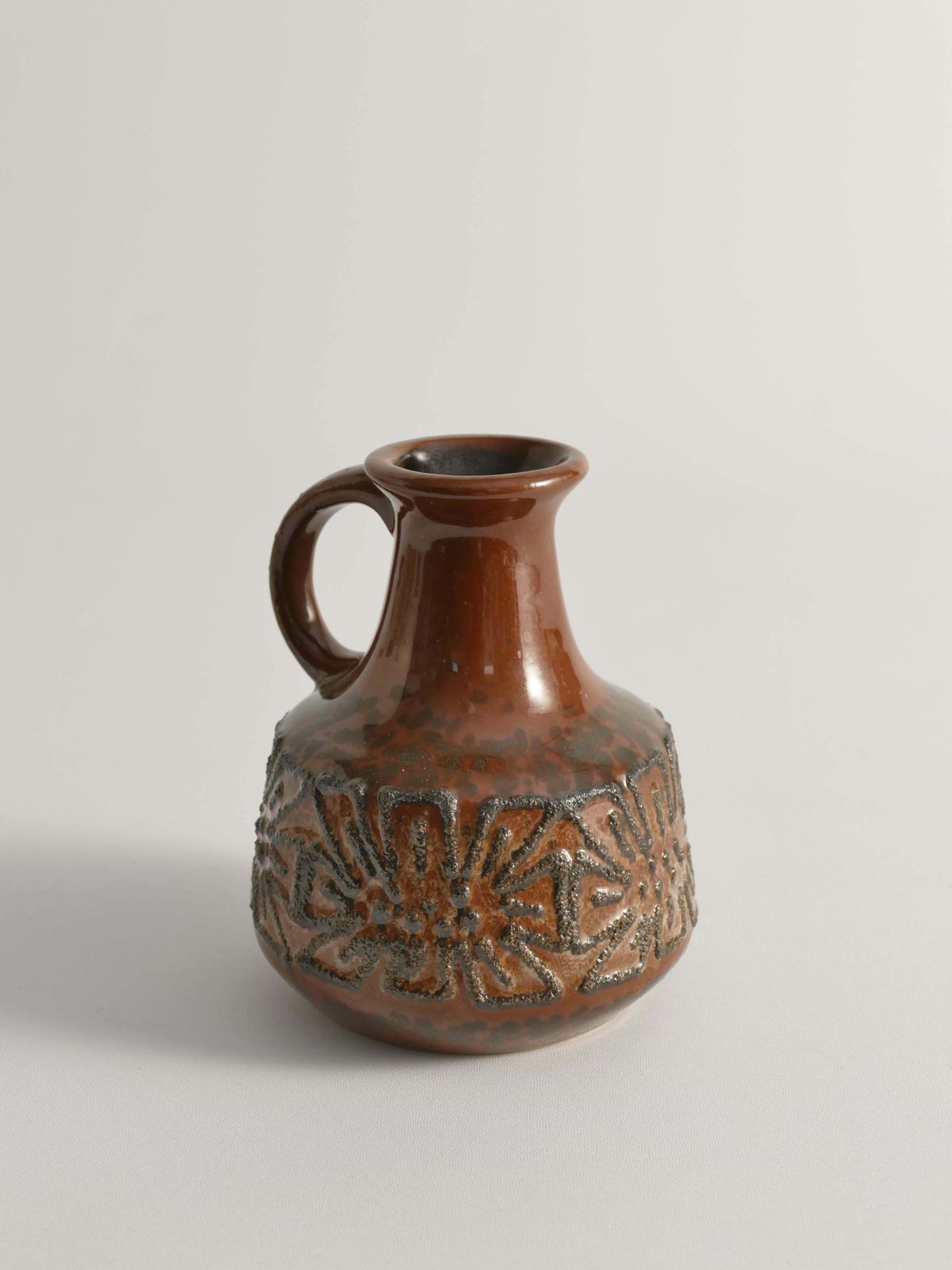 Mid Century Modern Brown Ceramic Vase By Veb Haldensleben, East Germany, 1960s photo Home Decor