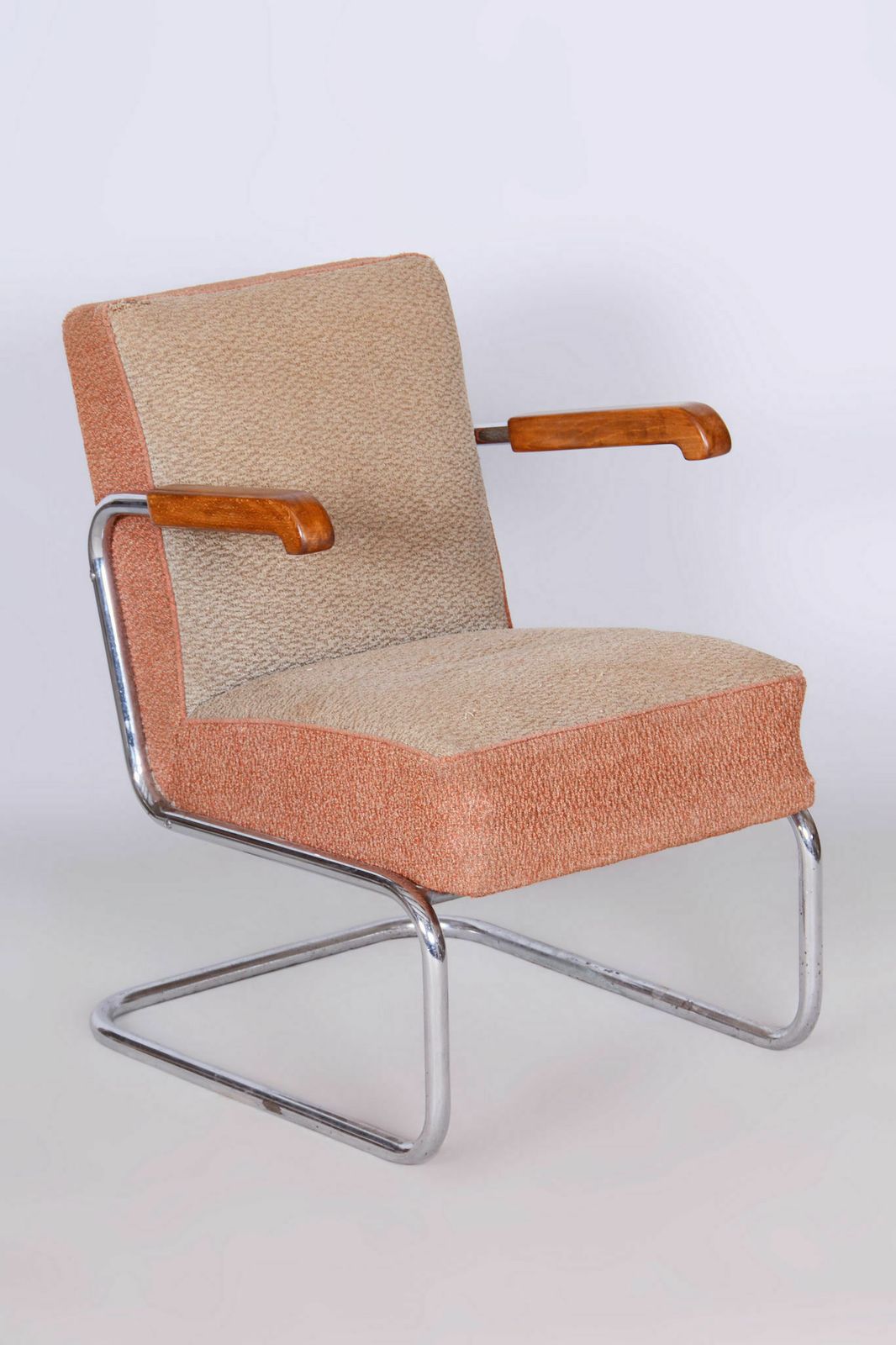 Original Bauhaus Armchair, By Vichr A Spol., Chrome, Steel, Czech, 1930s