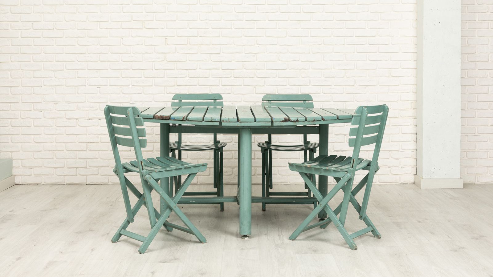 Blue Wooden Garden Set, 1970s, Vintage