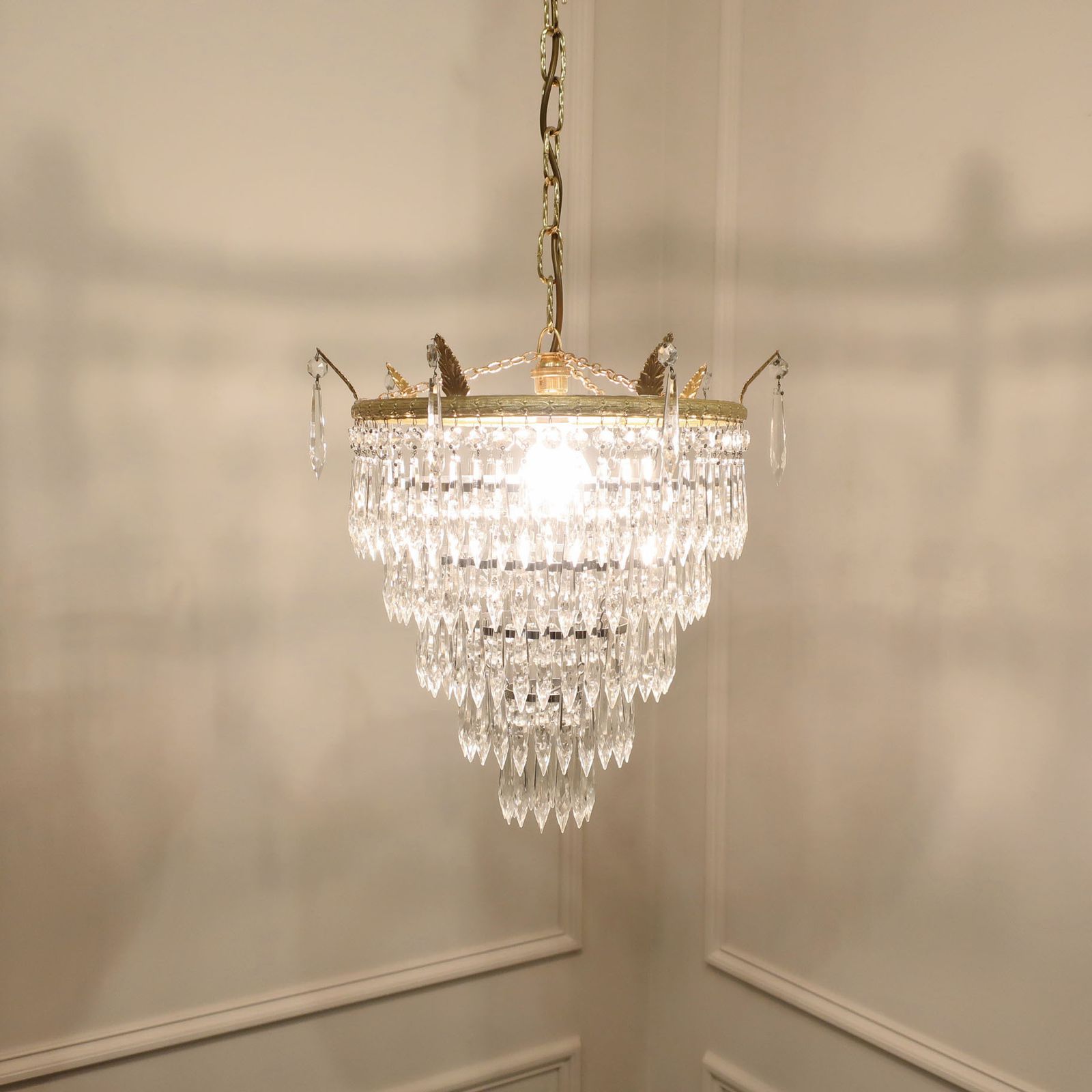 Italian Art Deco Five Tier Crystal Glass Chandelier photo furniture