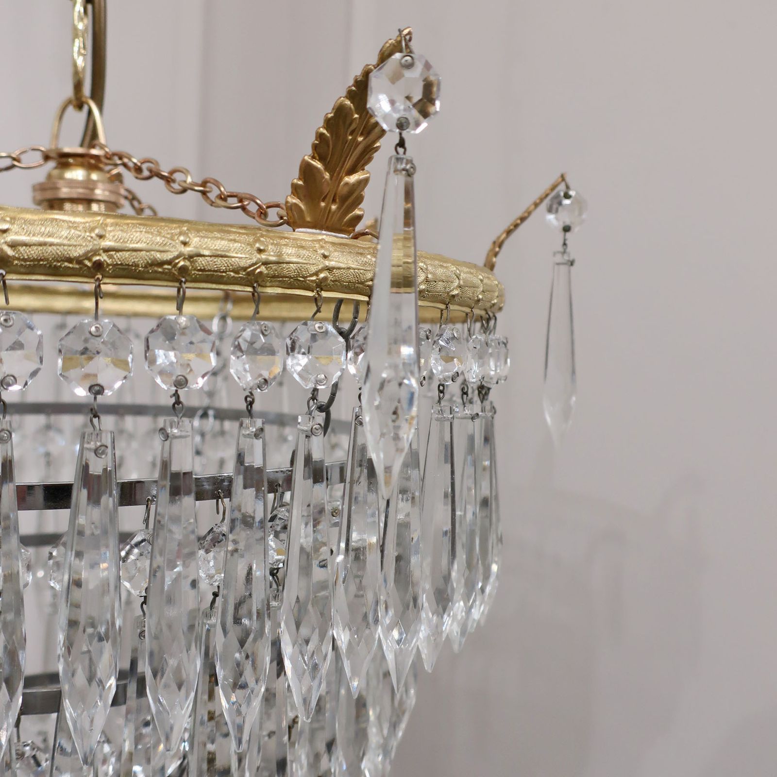 Italian Art Deco Five Tier Crystal Glass Chandelier photo vinterior