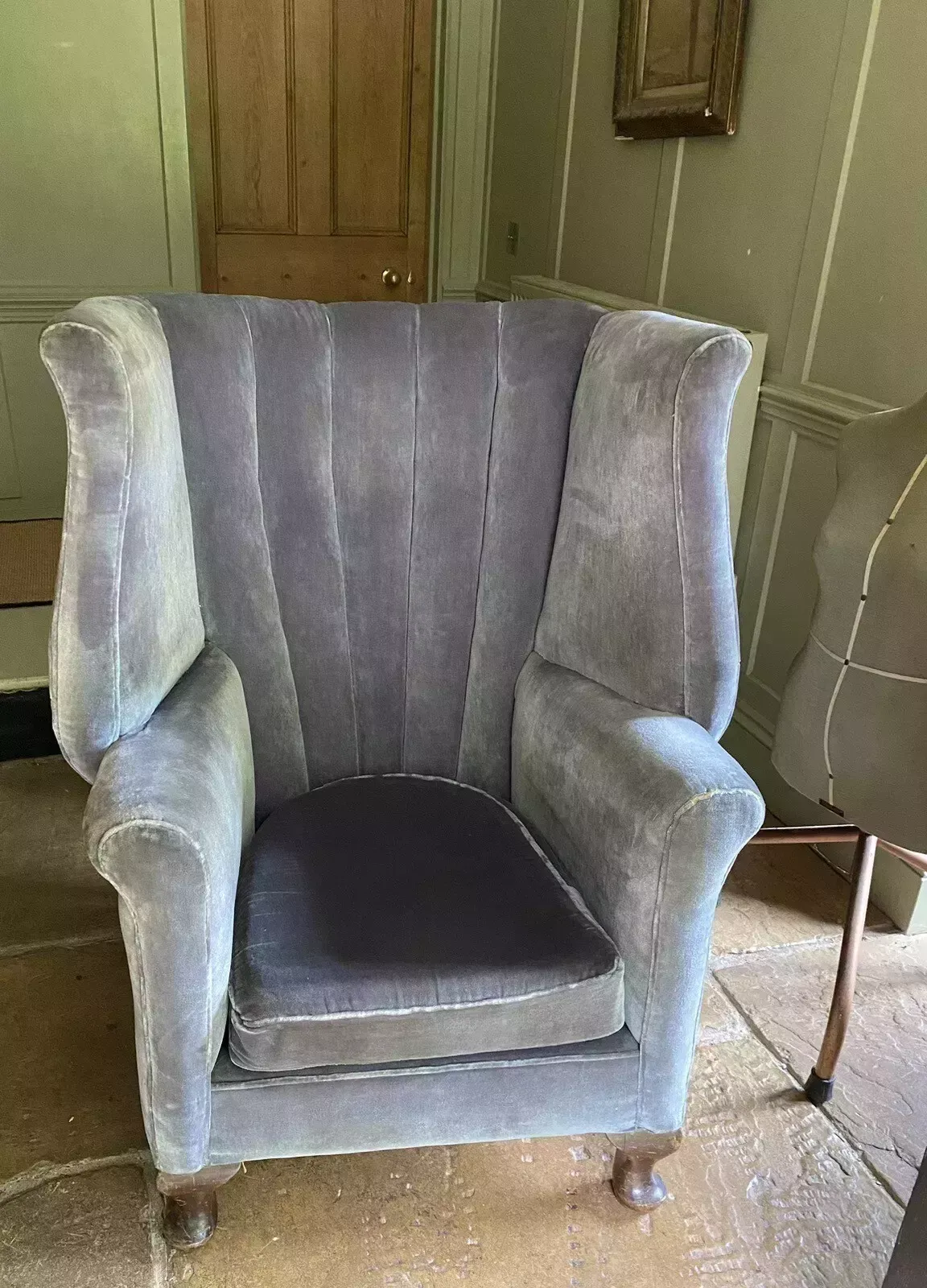 Antique Velvet High Barrel Back Chair Tub Armchair photo furniture