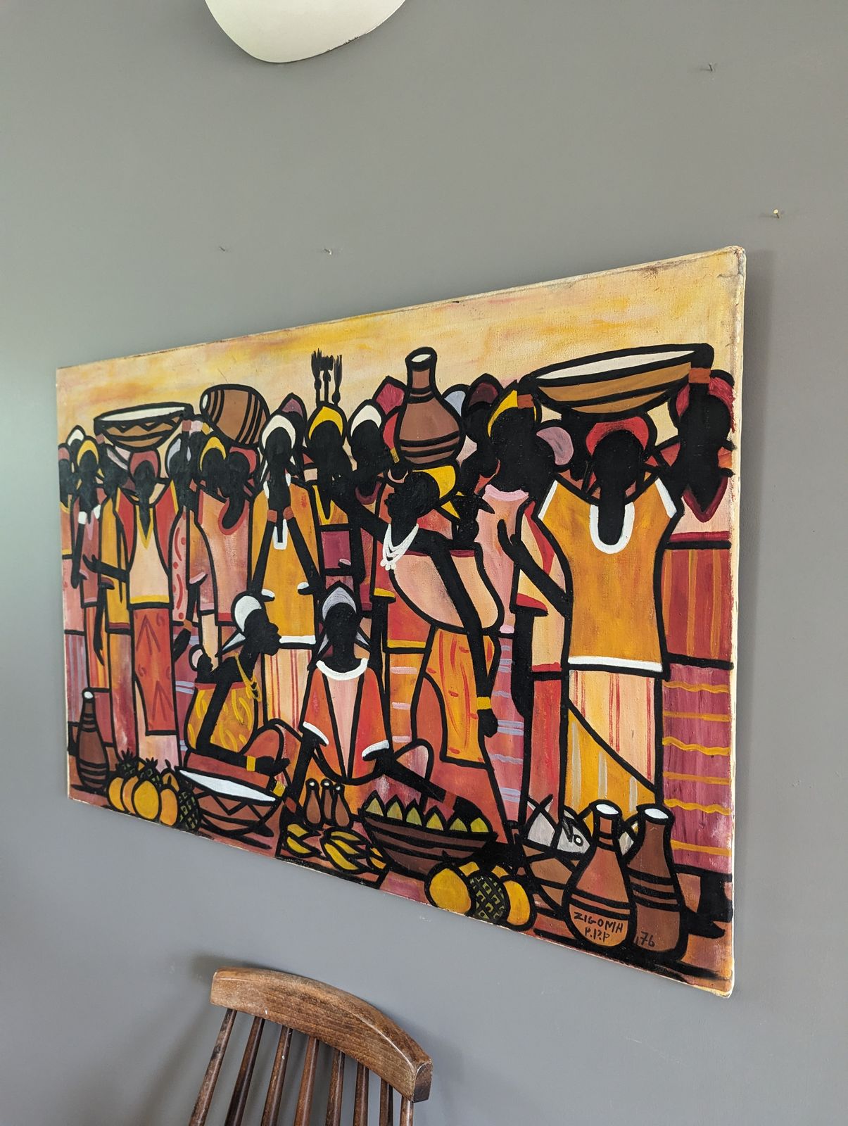 Tribe, Oil On Canvas, 1970s, Vintage photo Art