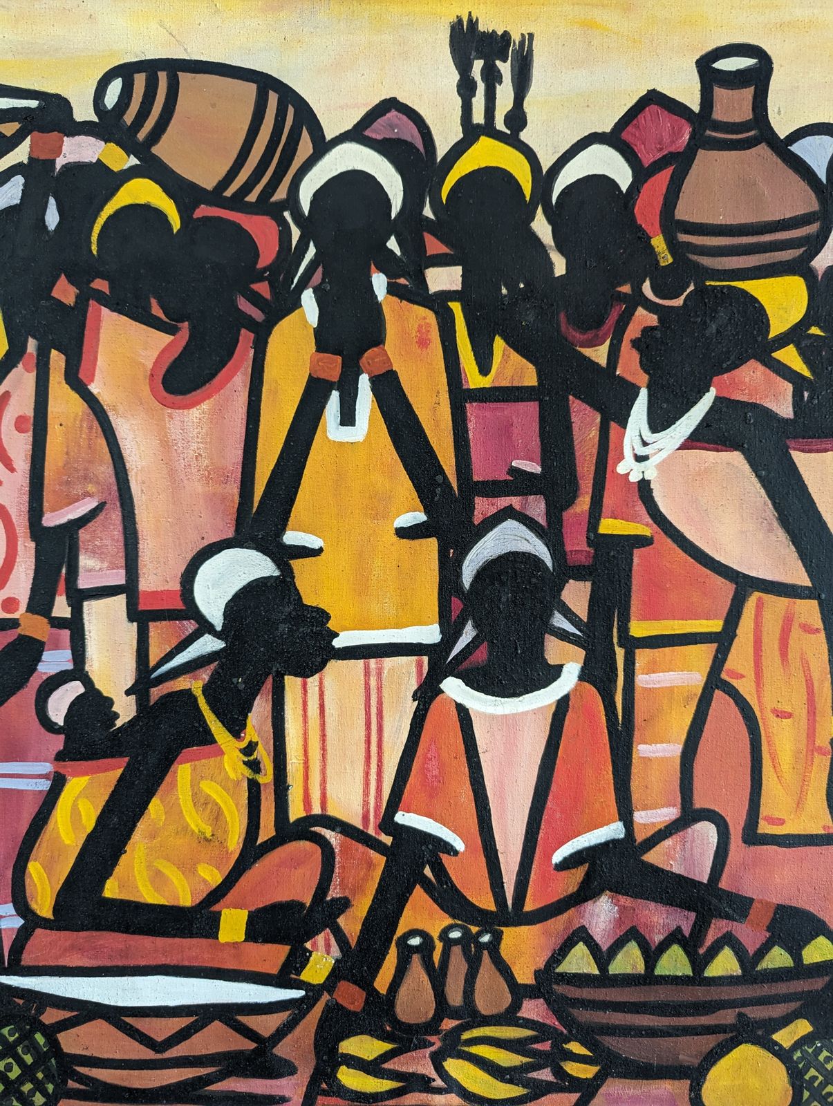 Art Tribe, Oil On Canvas, 1970s, Vintage photo