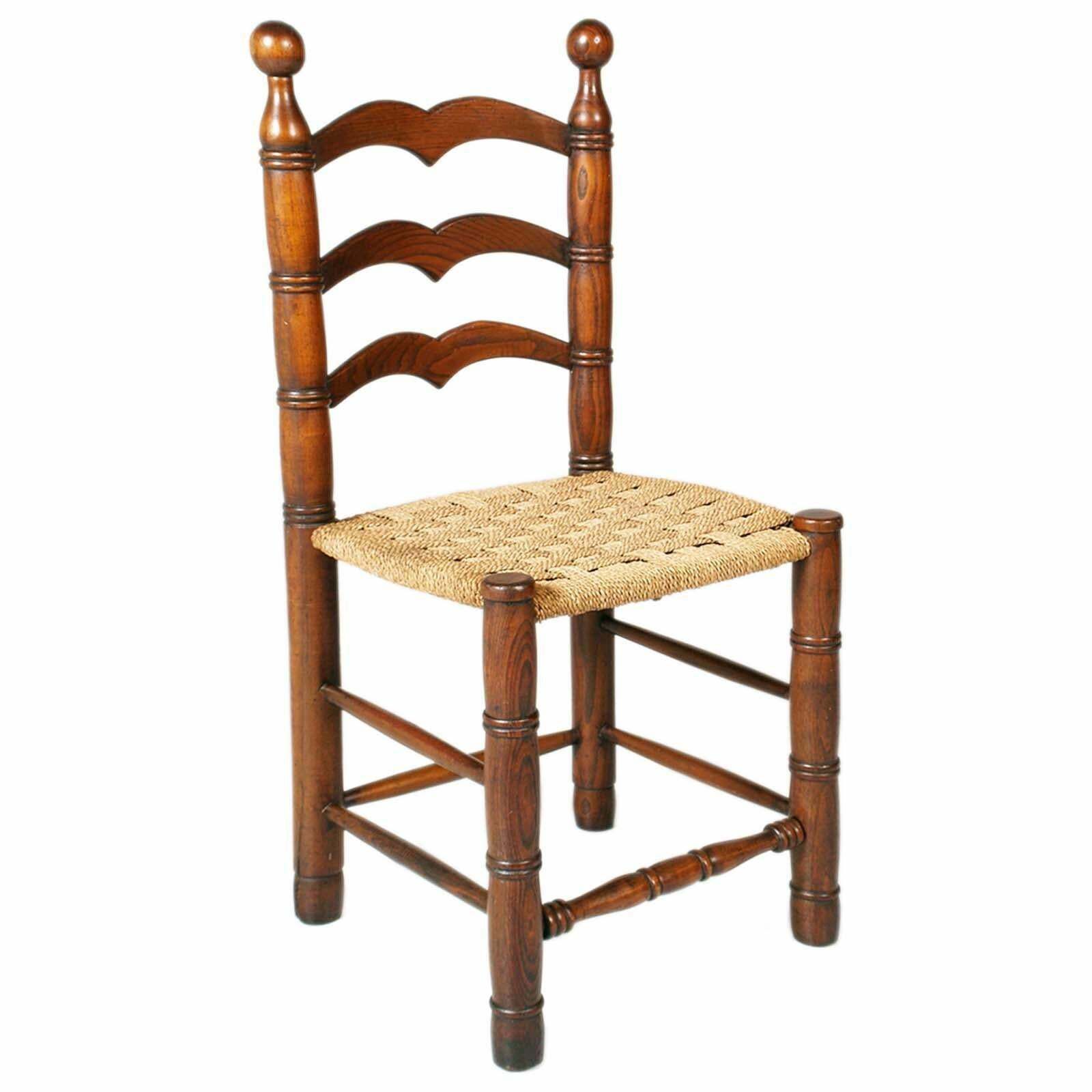 Hemp Rope And Oak Brutalist Chairs By Charles Dudouyt, 1940s, Set Of 2 photo Furniture