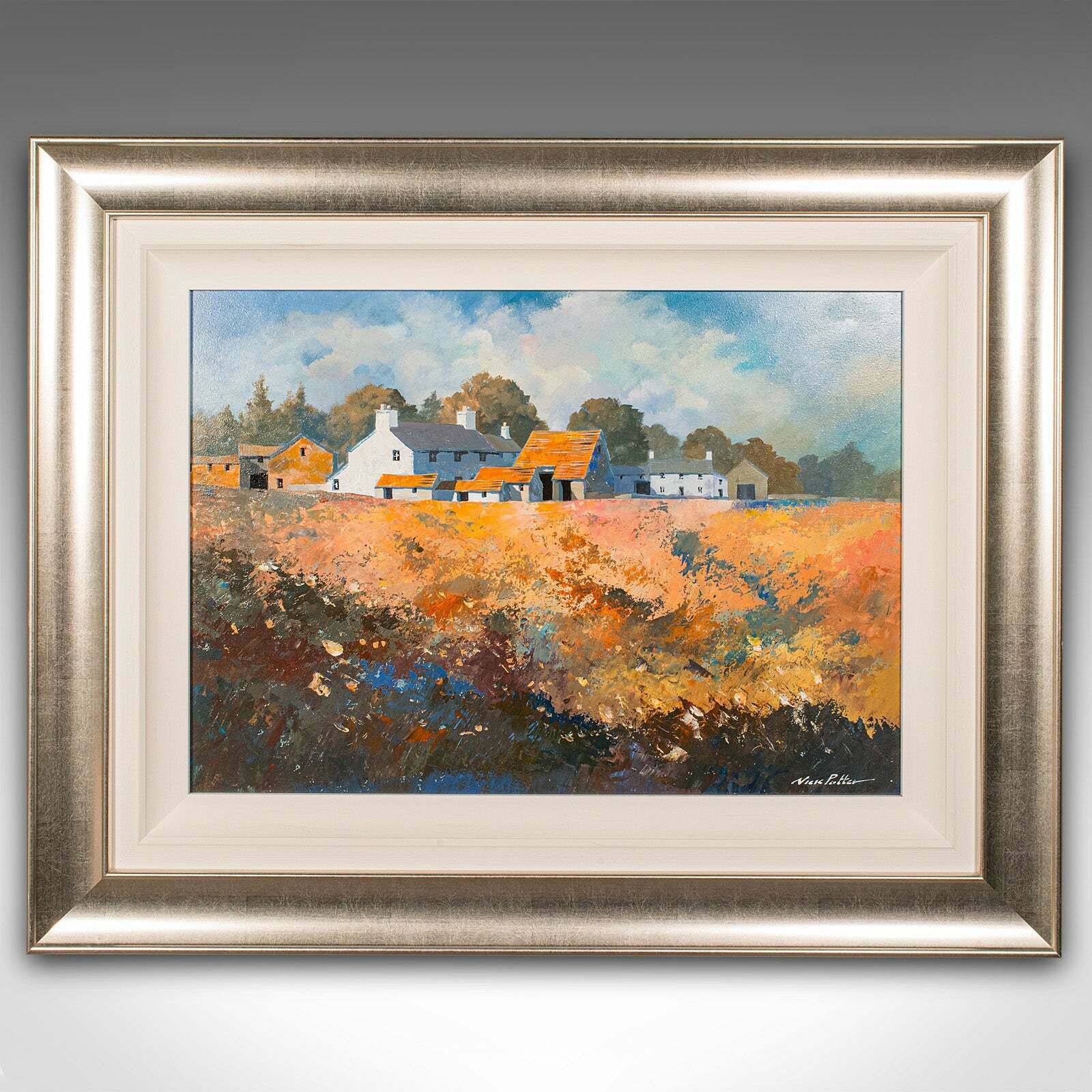 Contemporary Framed Landscape Painting, English, Acrylics, Signed, Nick Potter photo furniture