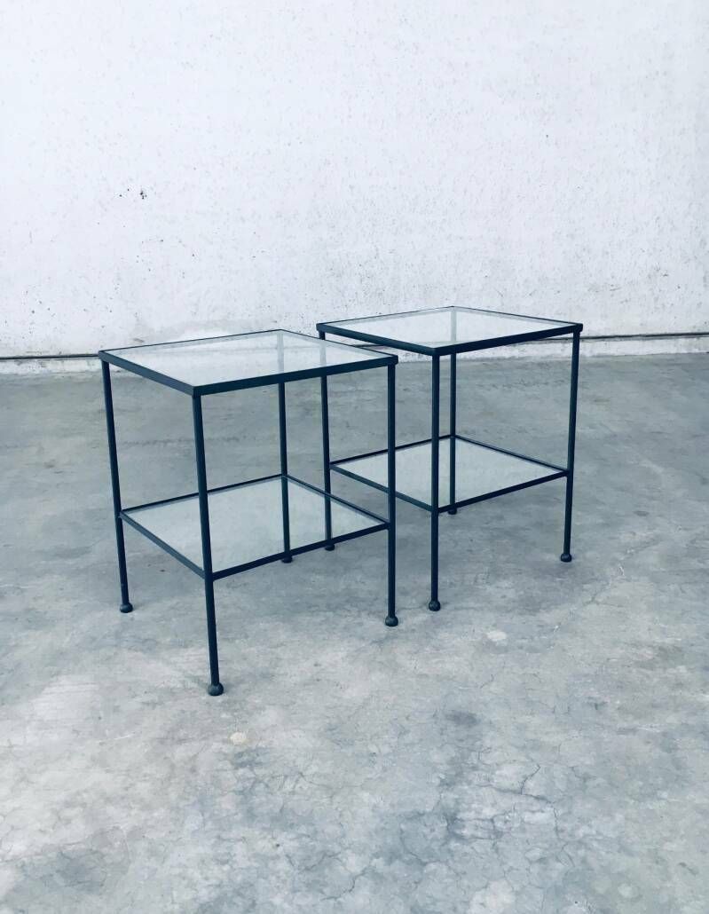 Minimalistisch Design Bijzettafelset Met Twee Bladen / 2, België, Ca. Jaren 1960 photo Meubels