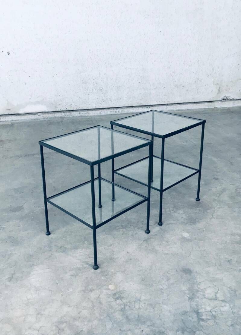 Minimalistisch Design Bijzettafelset Met Twee Bladen / 2, België, Ca. Jaren 1960 photo vintage