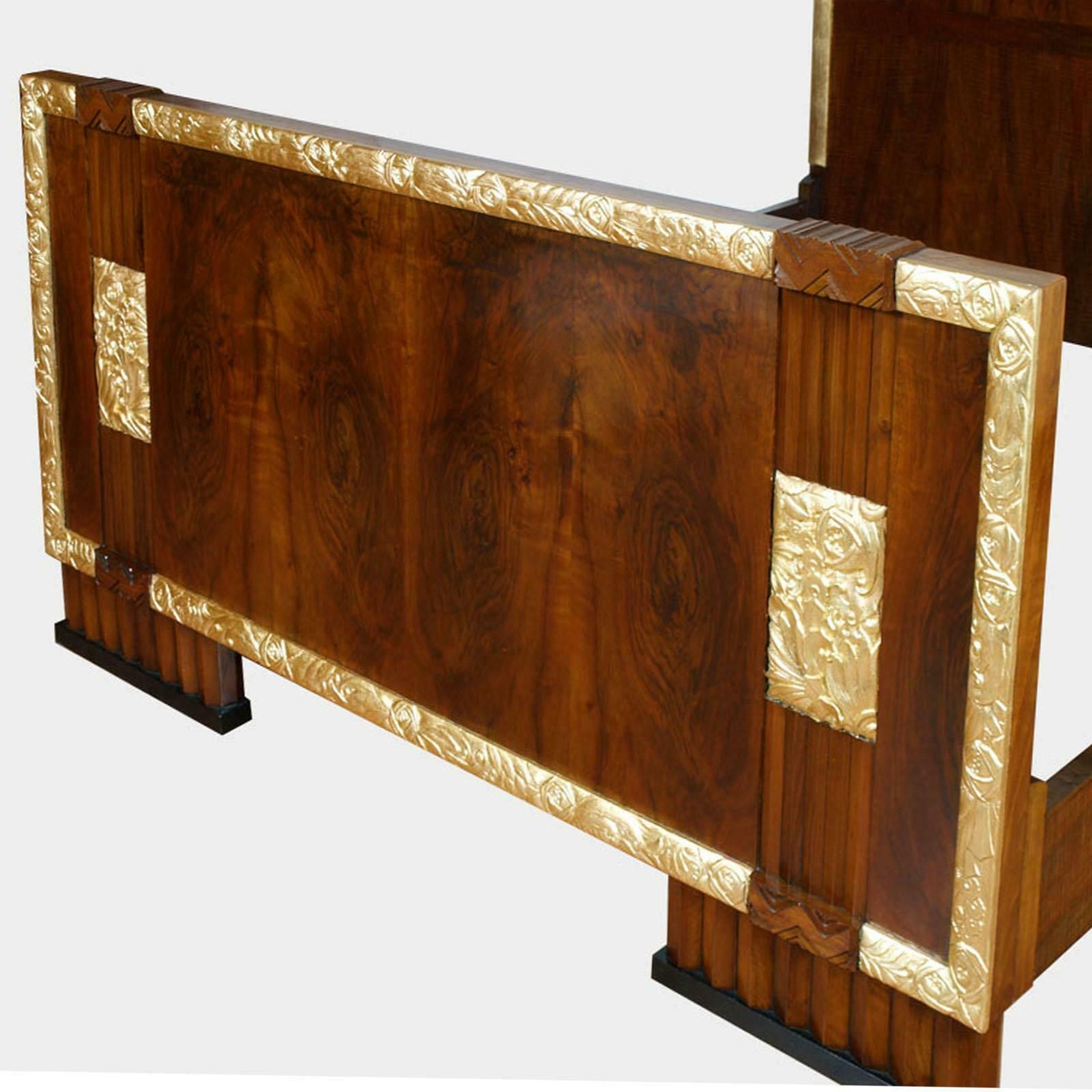 Art Deco Double Bed & Nightstands By Atelier Varedo, Gino Maggioni Attributed. photo for sale