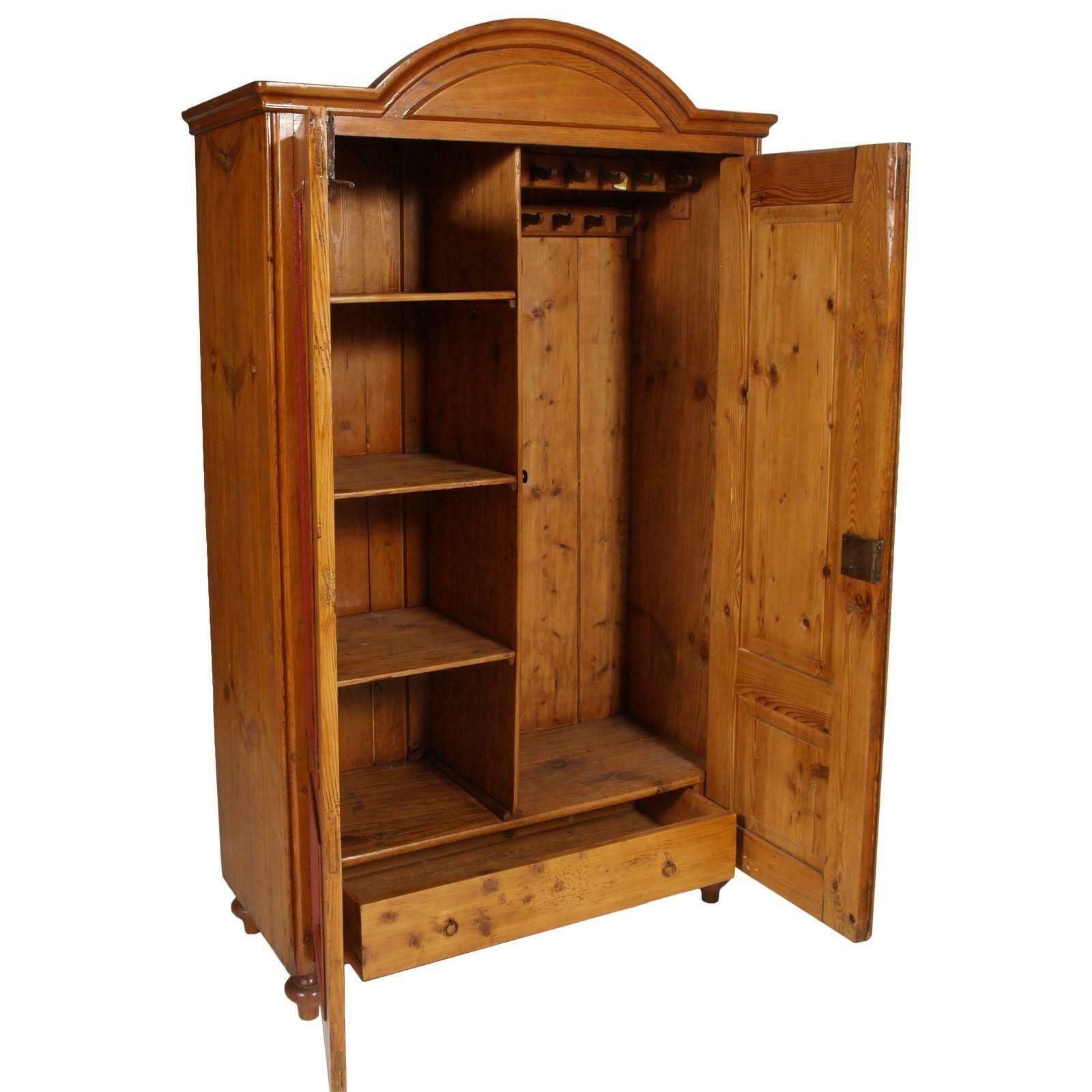 Austrian Tyrol 1860s Wardrobe Cupboard Biedermeier In Solid Wood Wax Polished photo furniture
