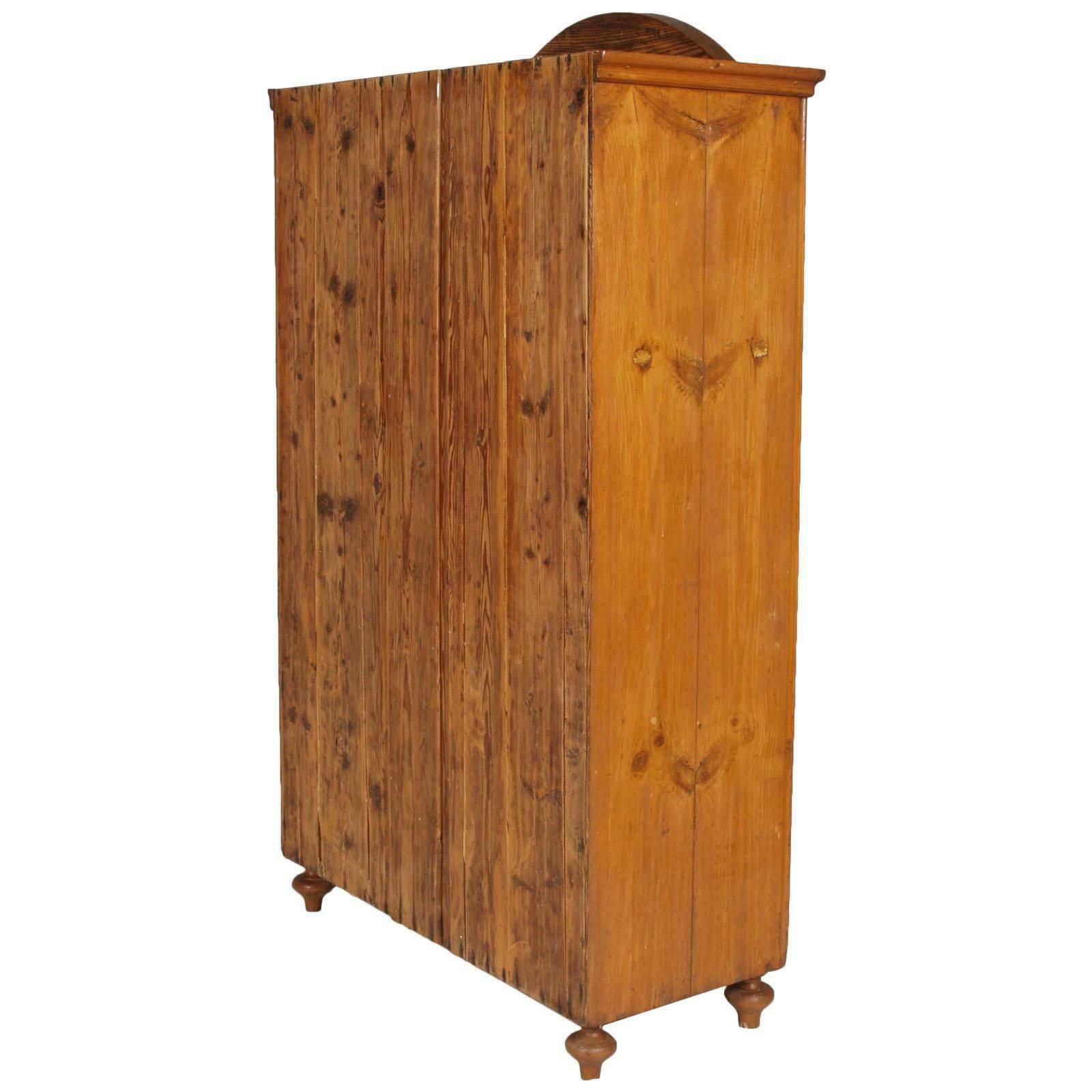 Austrian Tyrol 1860s Wardrobe Cupboard Biedermeier In Solid Wood Wax Polished photo vinterior