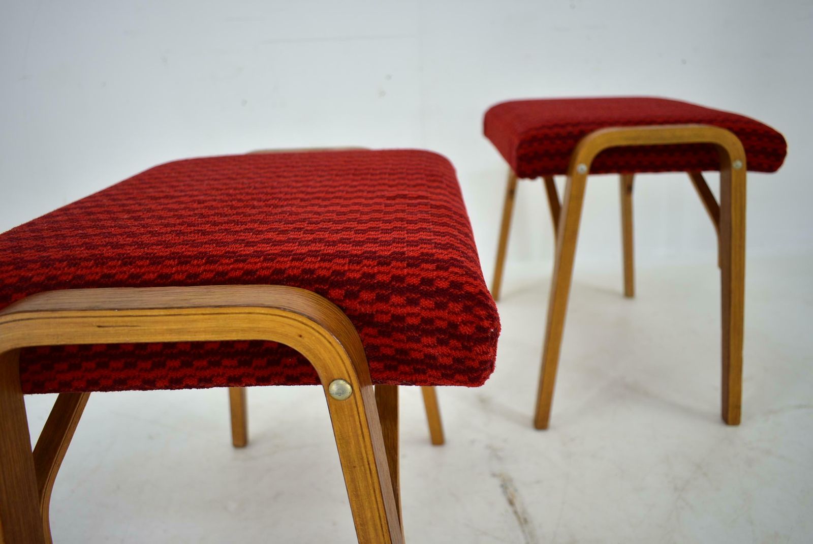 photo furniture 1960s Ludvik Volak Beech Stools By Drevopodnik Holesov, Czechoslovakia