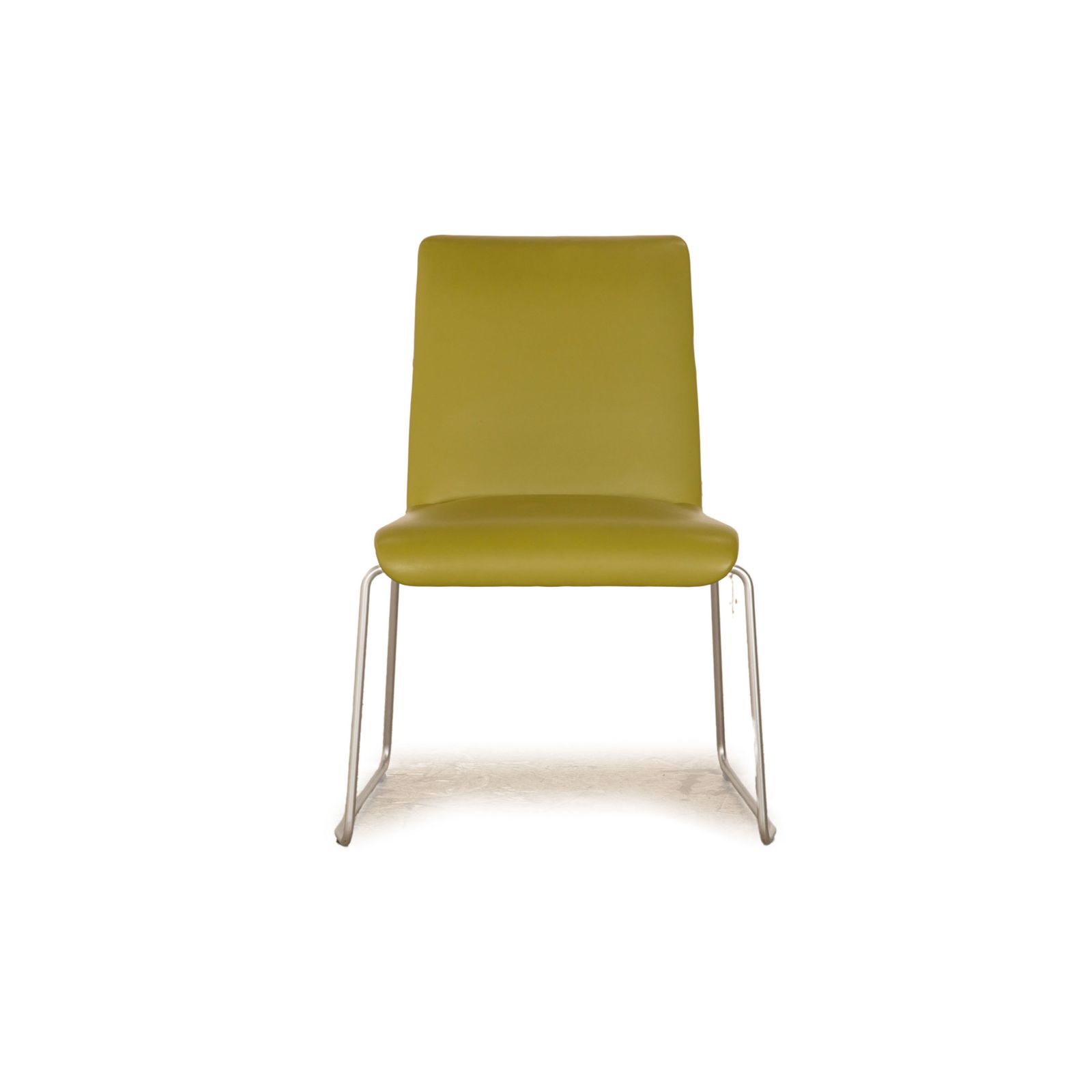 Lot de 4 chaises Rolf Benz Sinus 626 en cuir vert, salle à manger photo vinterior