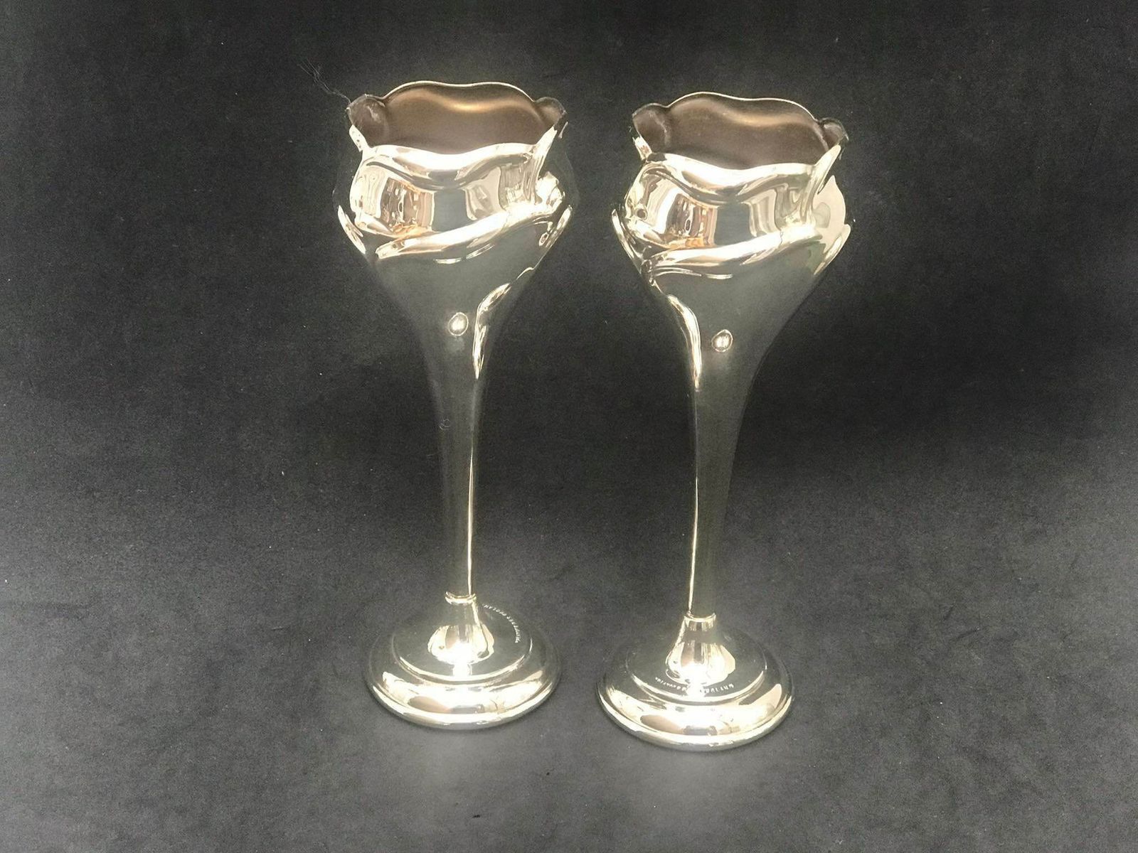 photo furniture Pair Silver Plated Bud Fluted Vases English Soliflor, Trumpet Vases One Flower Gift For Her Hostess Gift Posy Holder