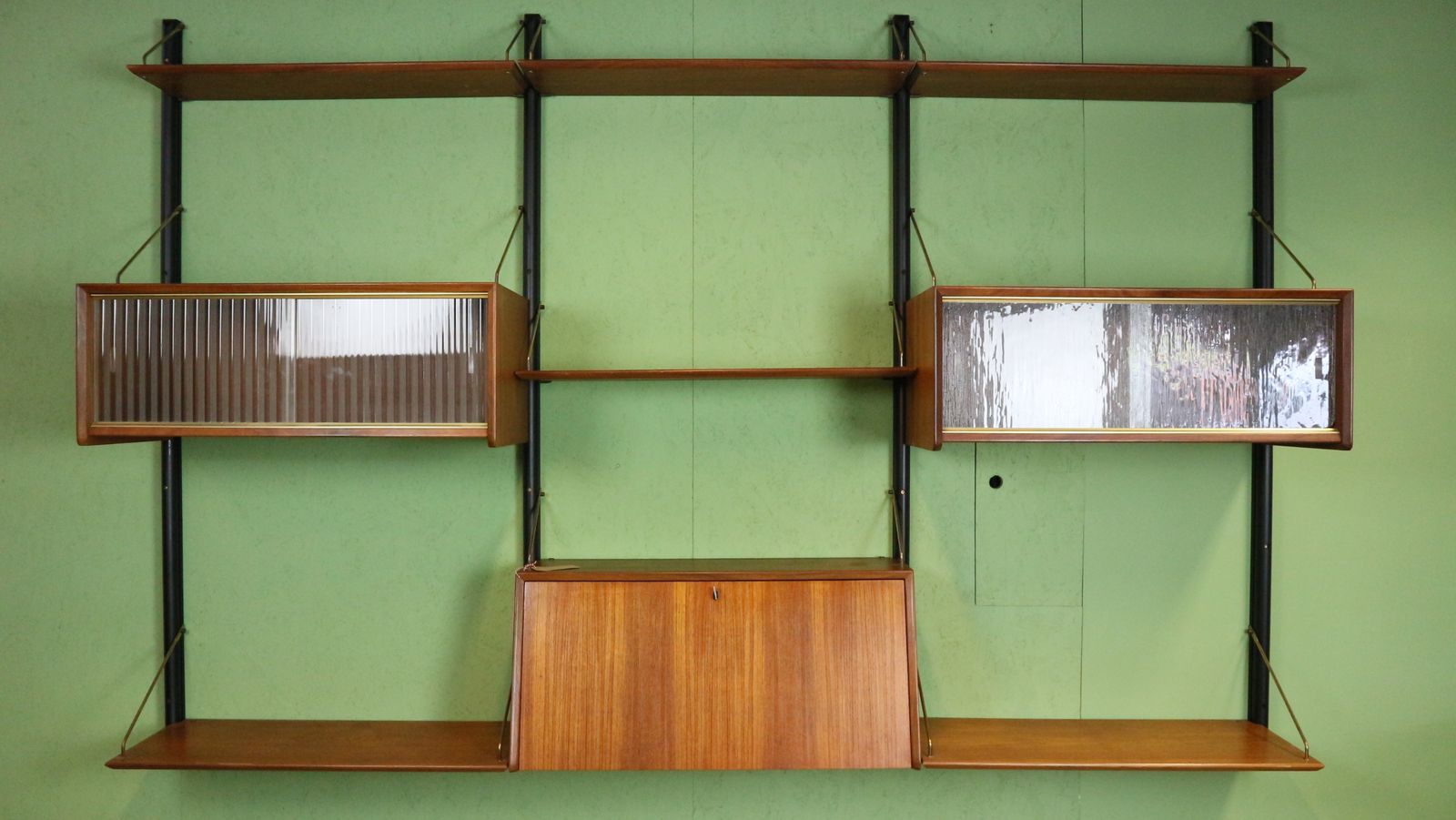 Teak Modular Mid Century Modern Wall Unit By Louis Van Teeffelen For Wébé, 1960s photo furniture