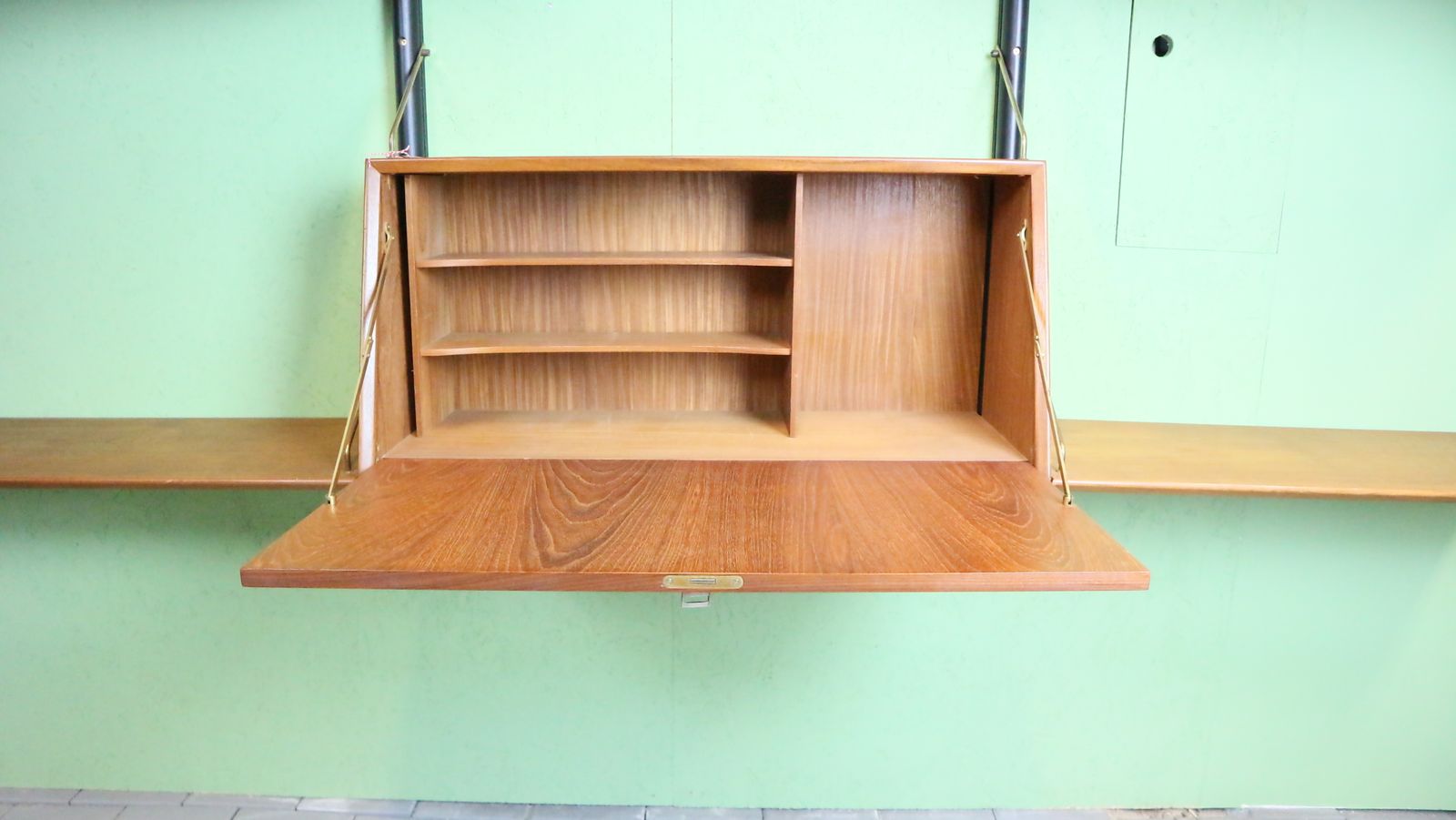 Furniture Teak Modular Mid Century Modern Wall Unit By Louis Van Teeffelen For Wébé, 1960s photo