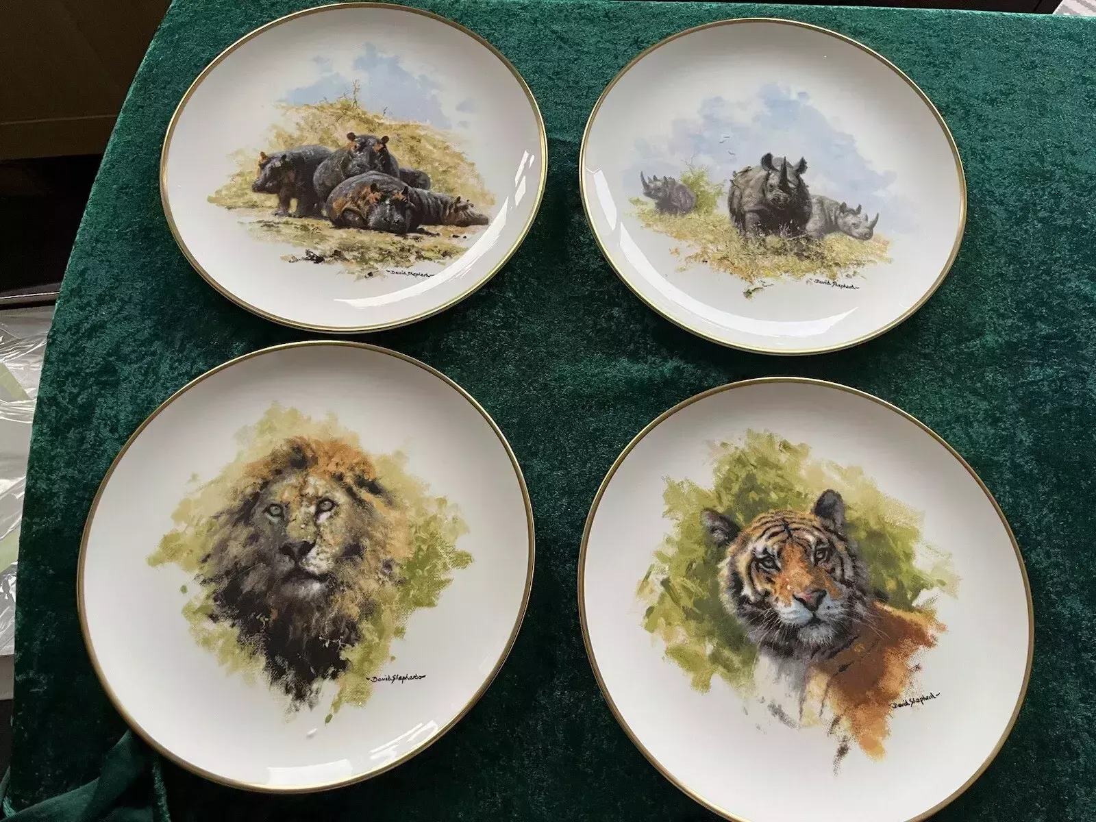 Set Of Four Wedgwood David Shepherd Wildlife Collection Collectors Plate