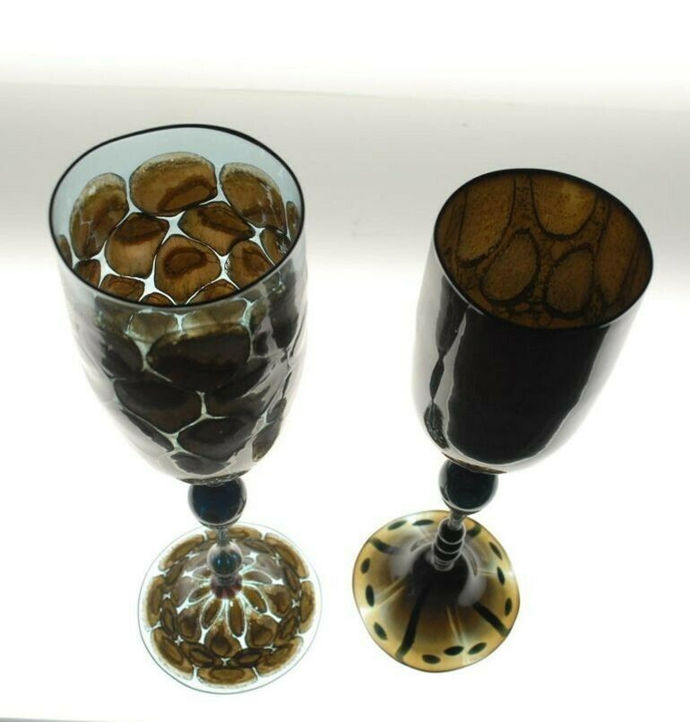Home Decor Igor Balbi Murano Pauly Venice Pair Of Turtoise Murano Glass Goblets photo