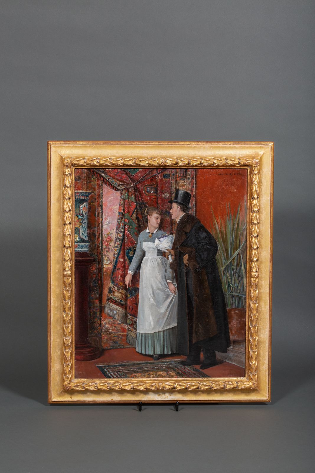 'A Gentleman And A Maid' By Charles Léon Cardon (1850 – 1921) Signed, Dated 1880 photo for sale