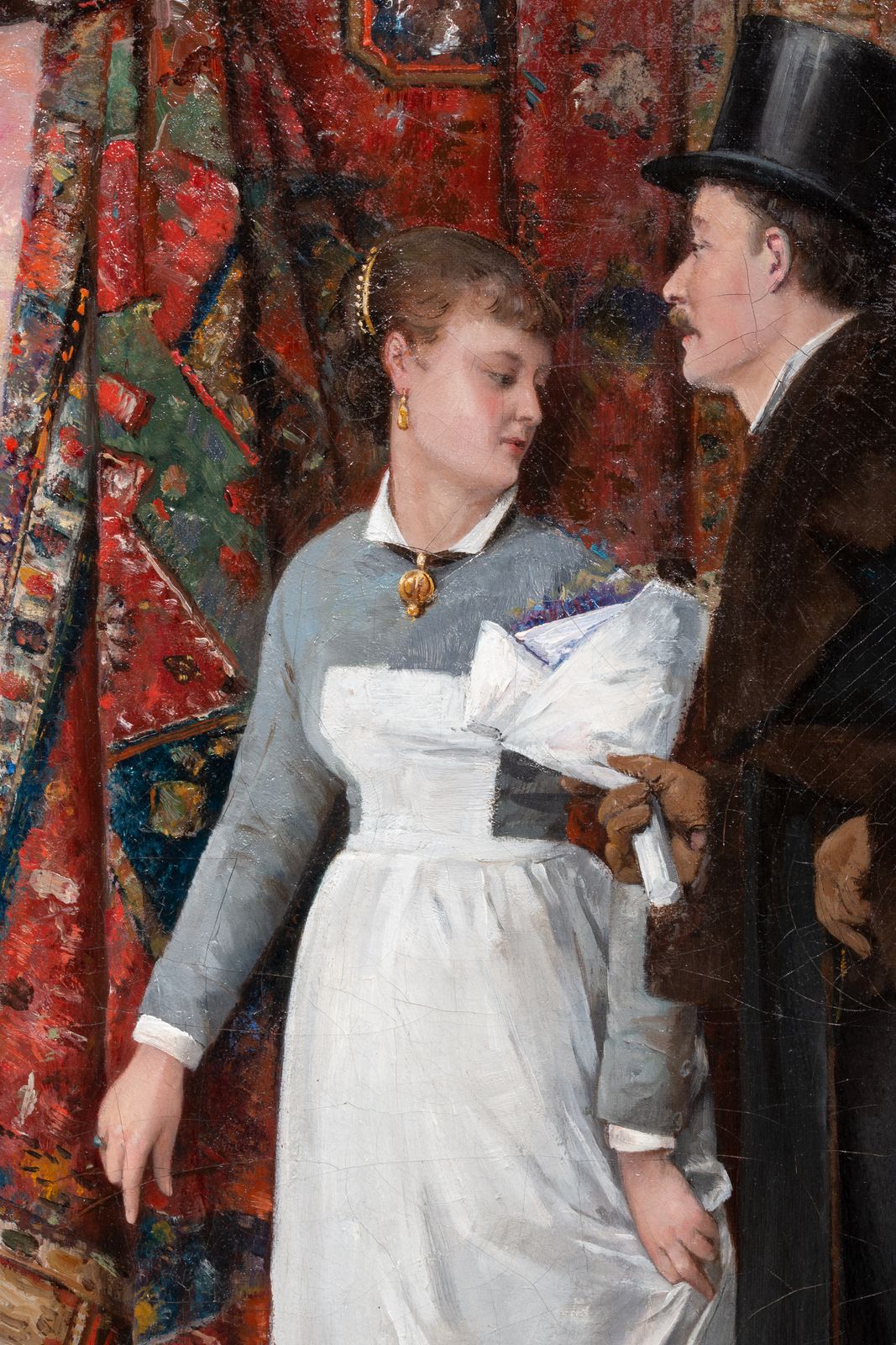 'A Gentleman And A Maid' Door Charles Léon Cardon (1850 – 1921), Gesigneerd, Gedateerd 1880 photo Kunst