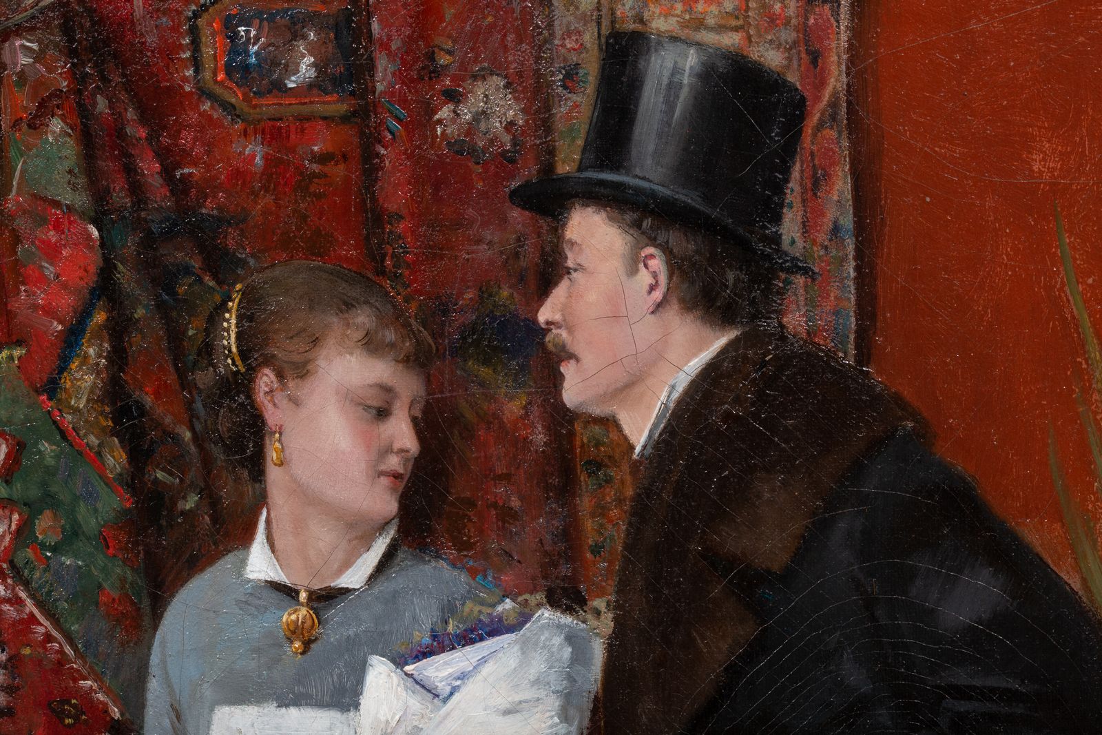 'A Gentleman And A Maid' Door Charles Léon Cardon (1850 – 1921), Gesigneerd, Gedateerd 1880 photo vinterior